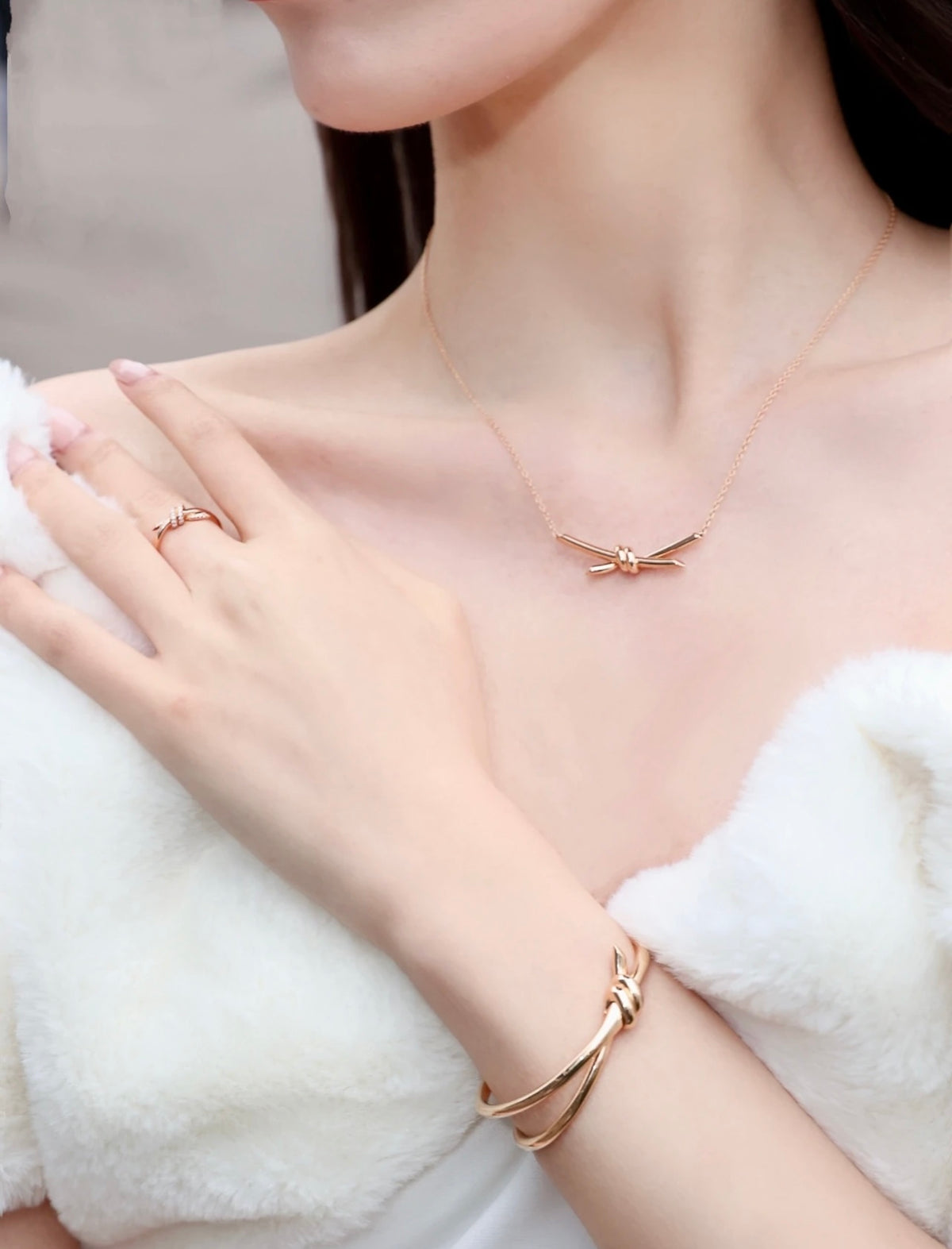 rose gold brass rose Bangle for women - alternate angle view 12