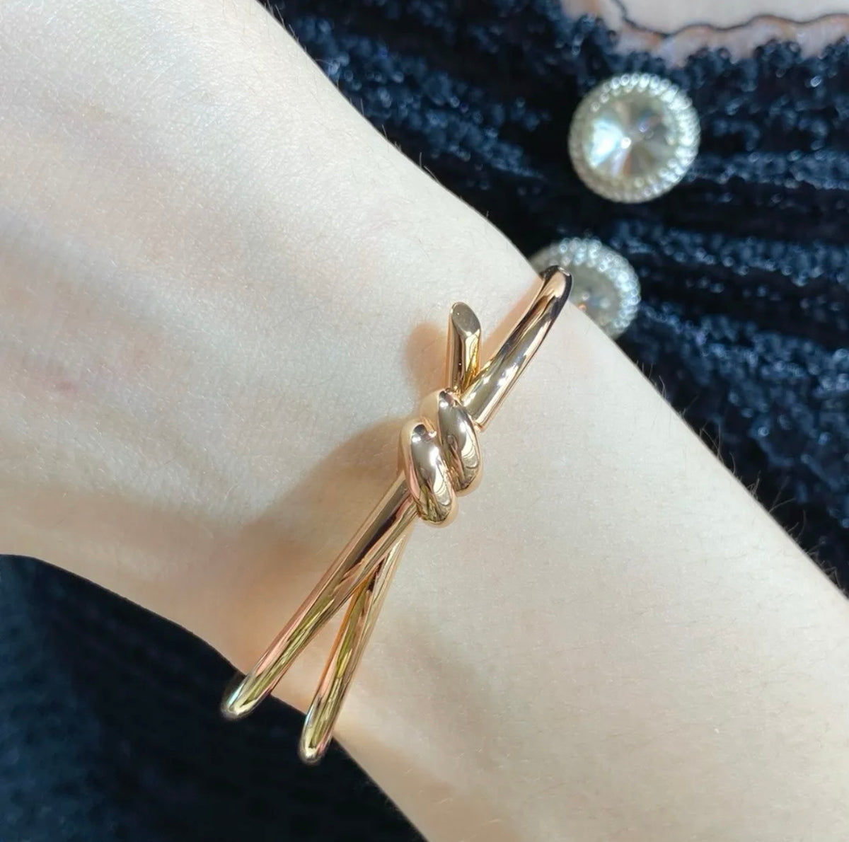 rose gold brass rose Bangle for women - alternate angle view 9