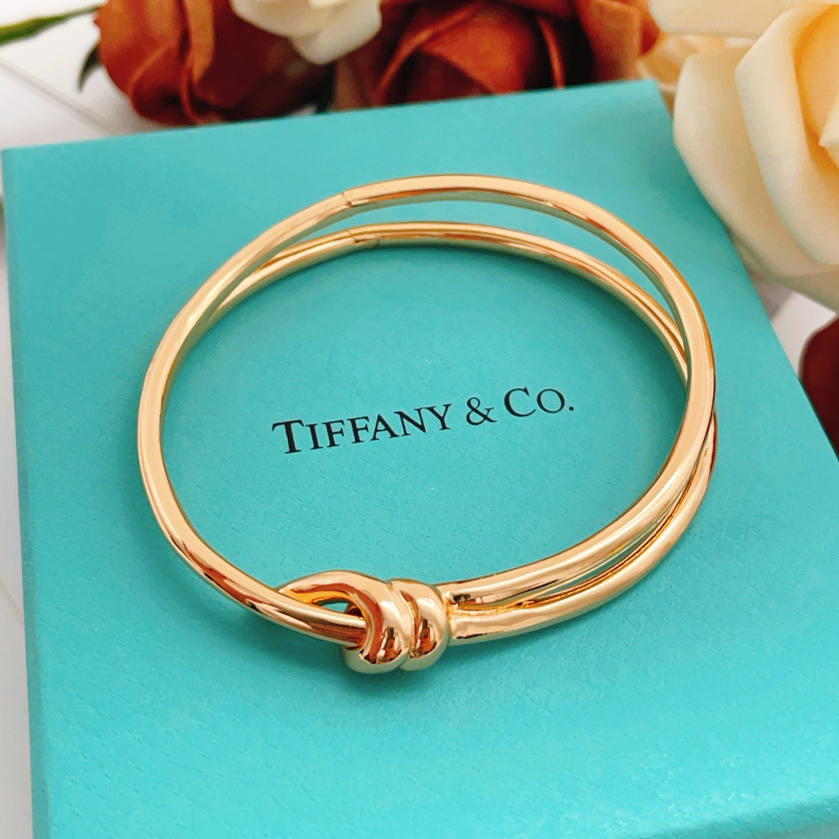 rose gold brass rose Bangle for women - product detail view