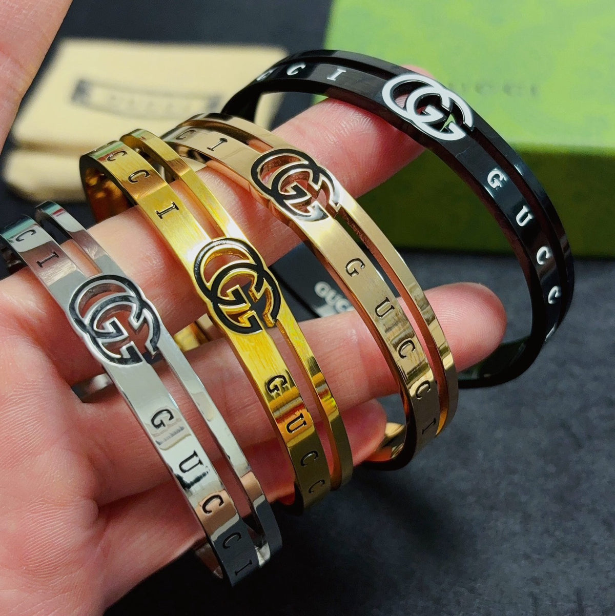 rose gold rose Bangle for men - product detail view