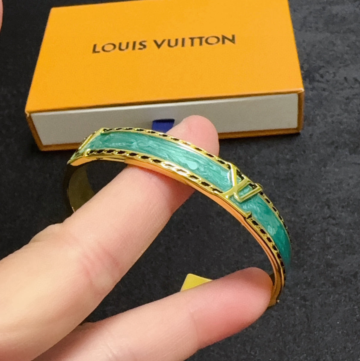 gold letter Bangle for women - alternate angle view 8