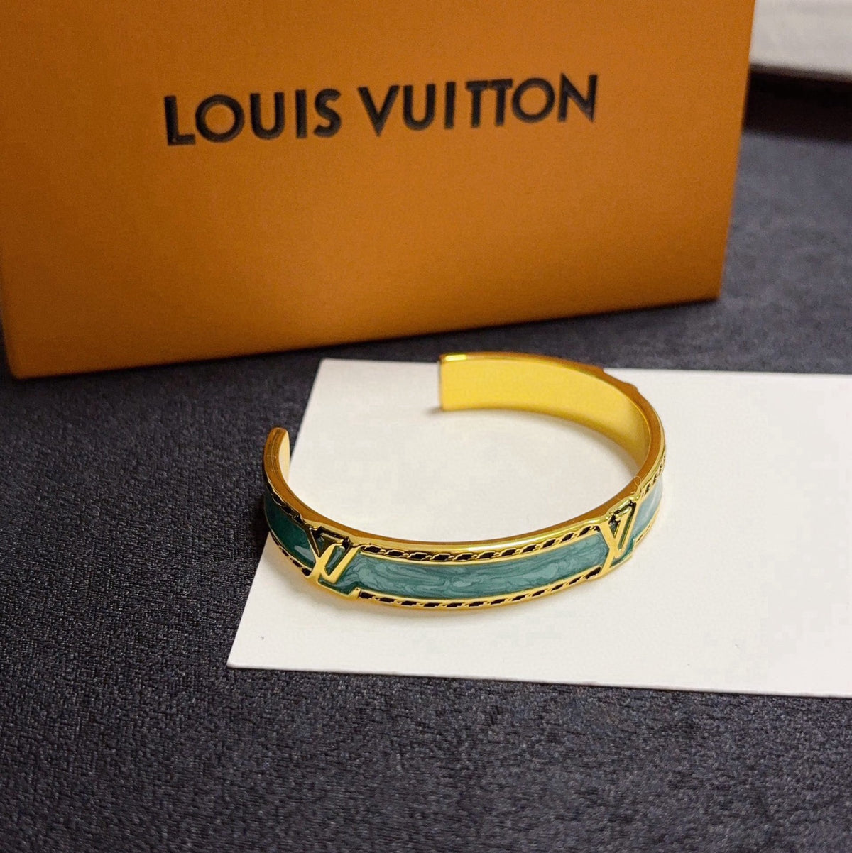 gold letter Bangle for women - alternate angle view 5