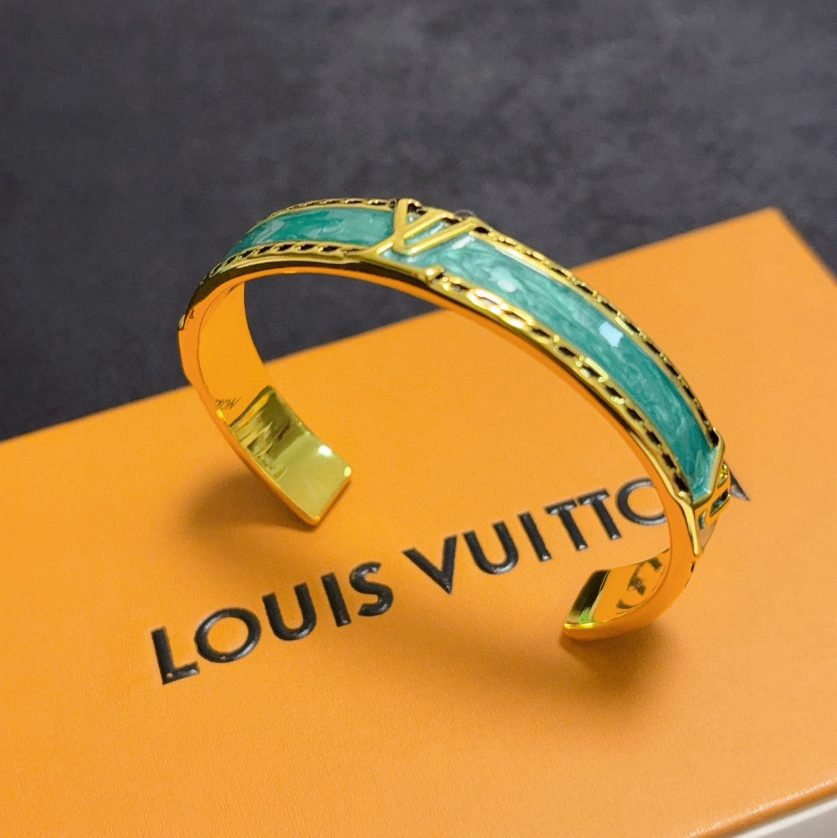 gold letter Bangle for women - alternate angle view 6