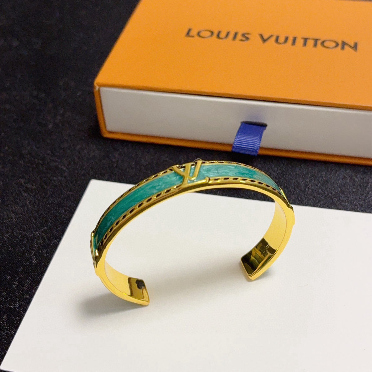 gold letter Bangle for women - alternate angle view 7