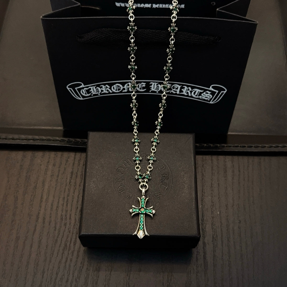antique crystal cross Pendant for men - product detail view