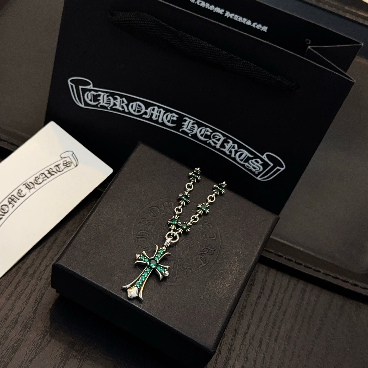 antique crystal cross Pendant for men - alternate angle view 3