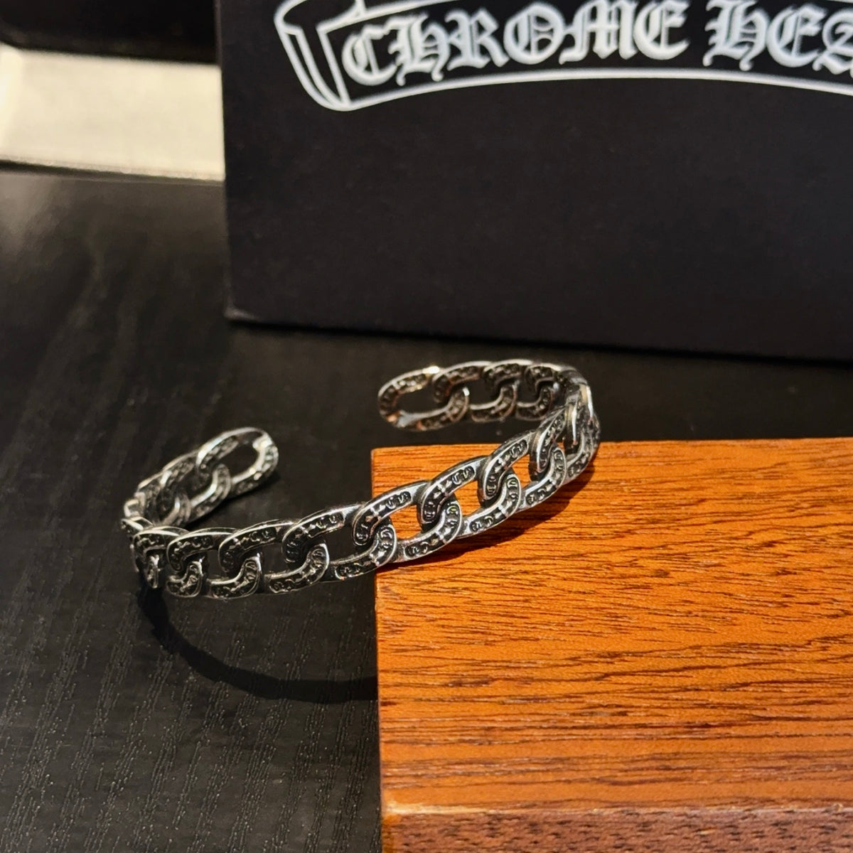 antique cross Bangle for men - alternate angle view 3