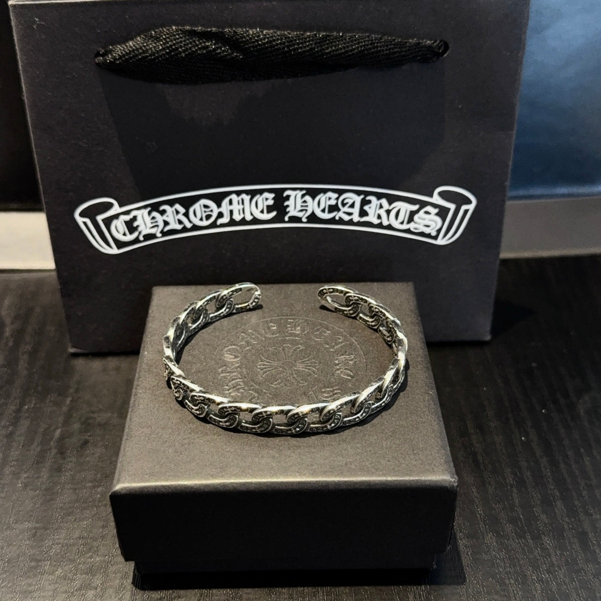 antique cross Bangle for men - alternate angle view 4