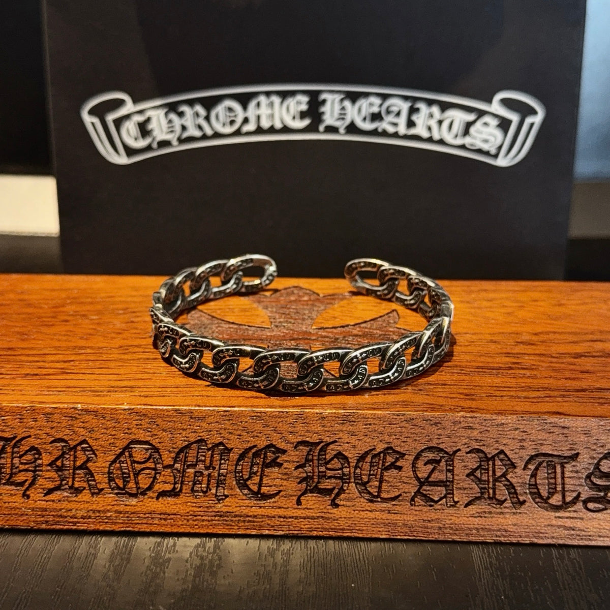 antique cross Bangle for men - alternate angle view 2