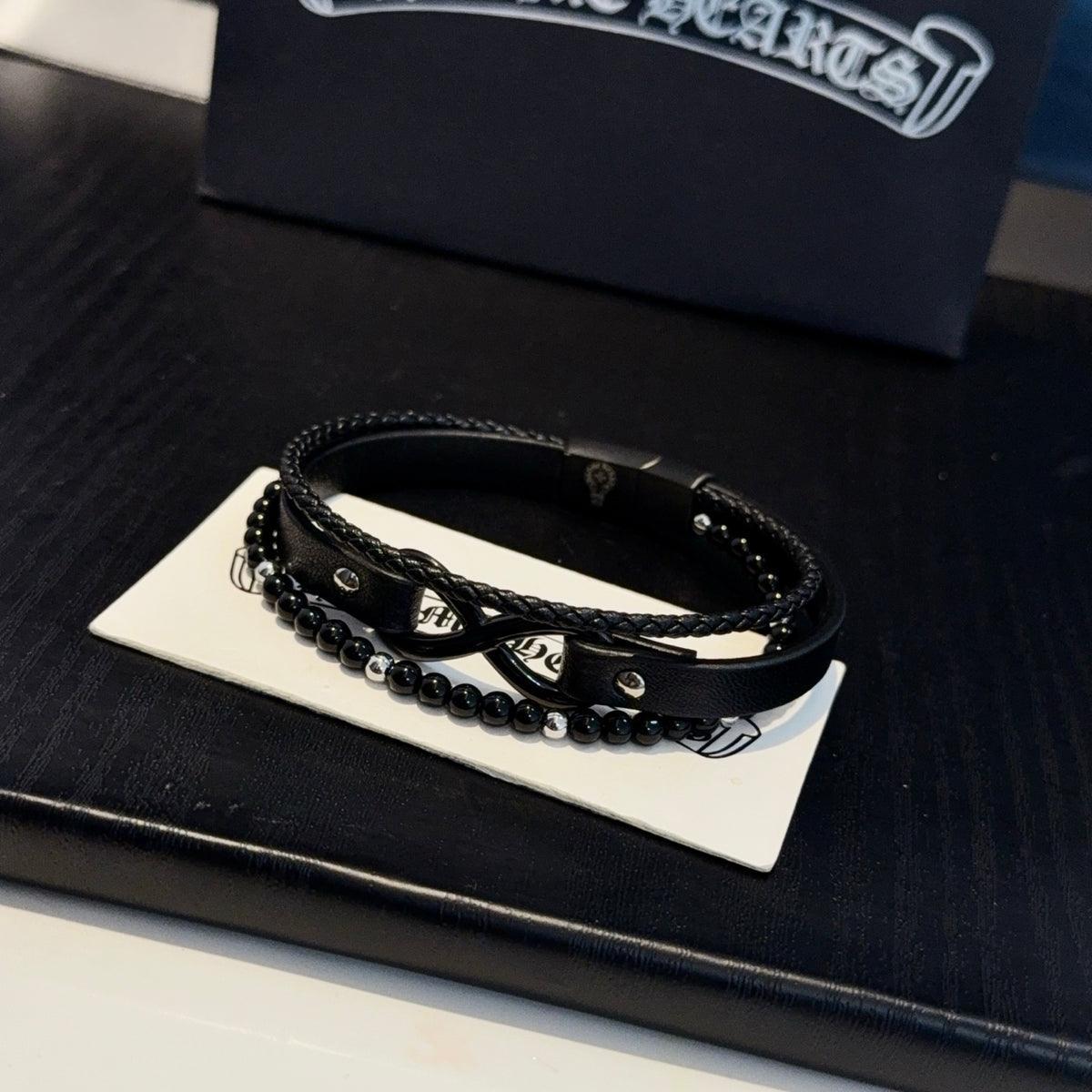 antique leather cross Bracelet for men - alternate angle view 4