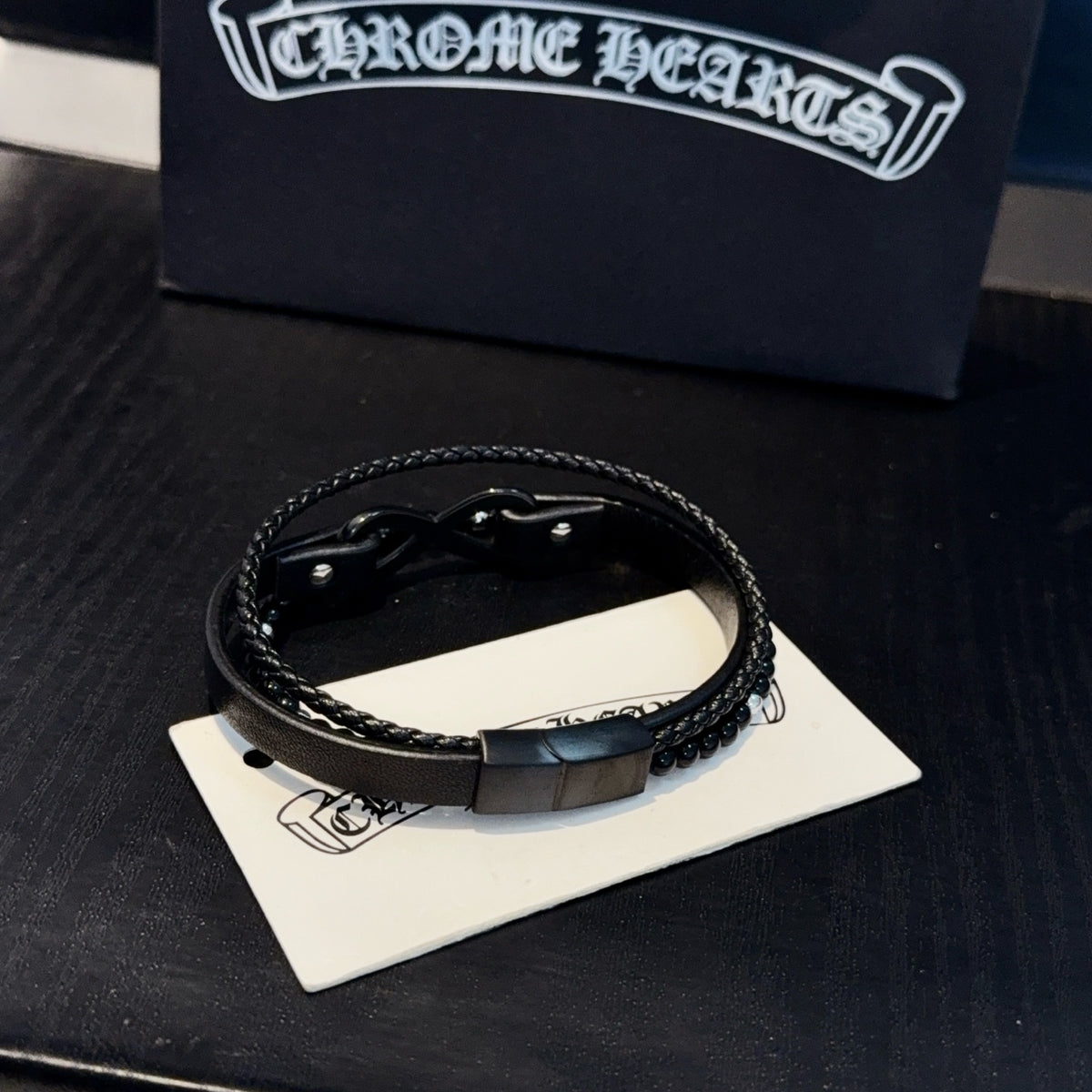 antique leather cross Bracelet for men - alternate angle view 5