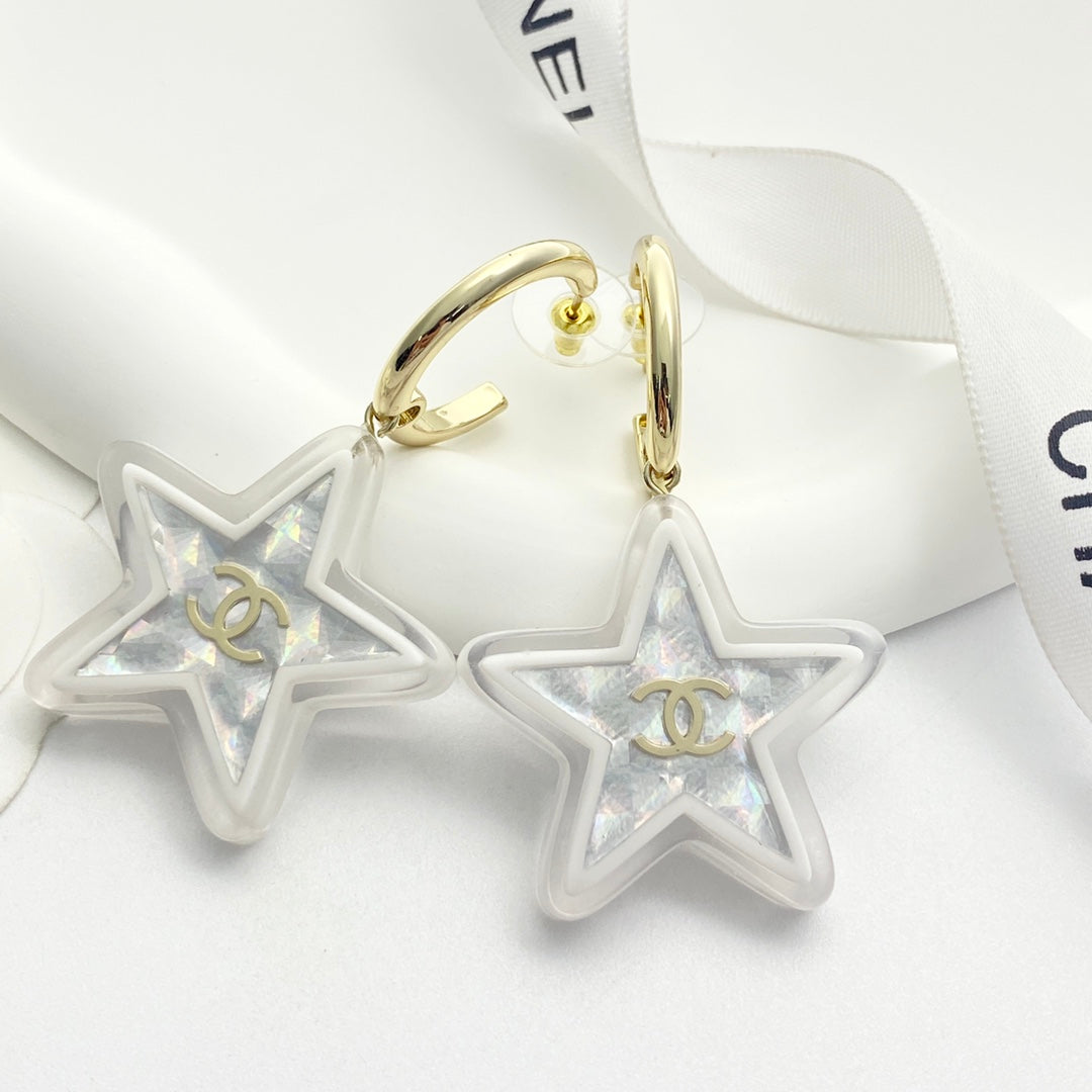 silver acrylic floral Drop Earrings for women - product detail view