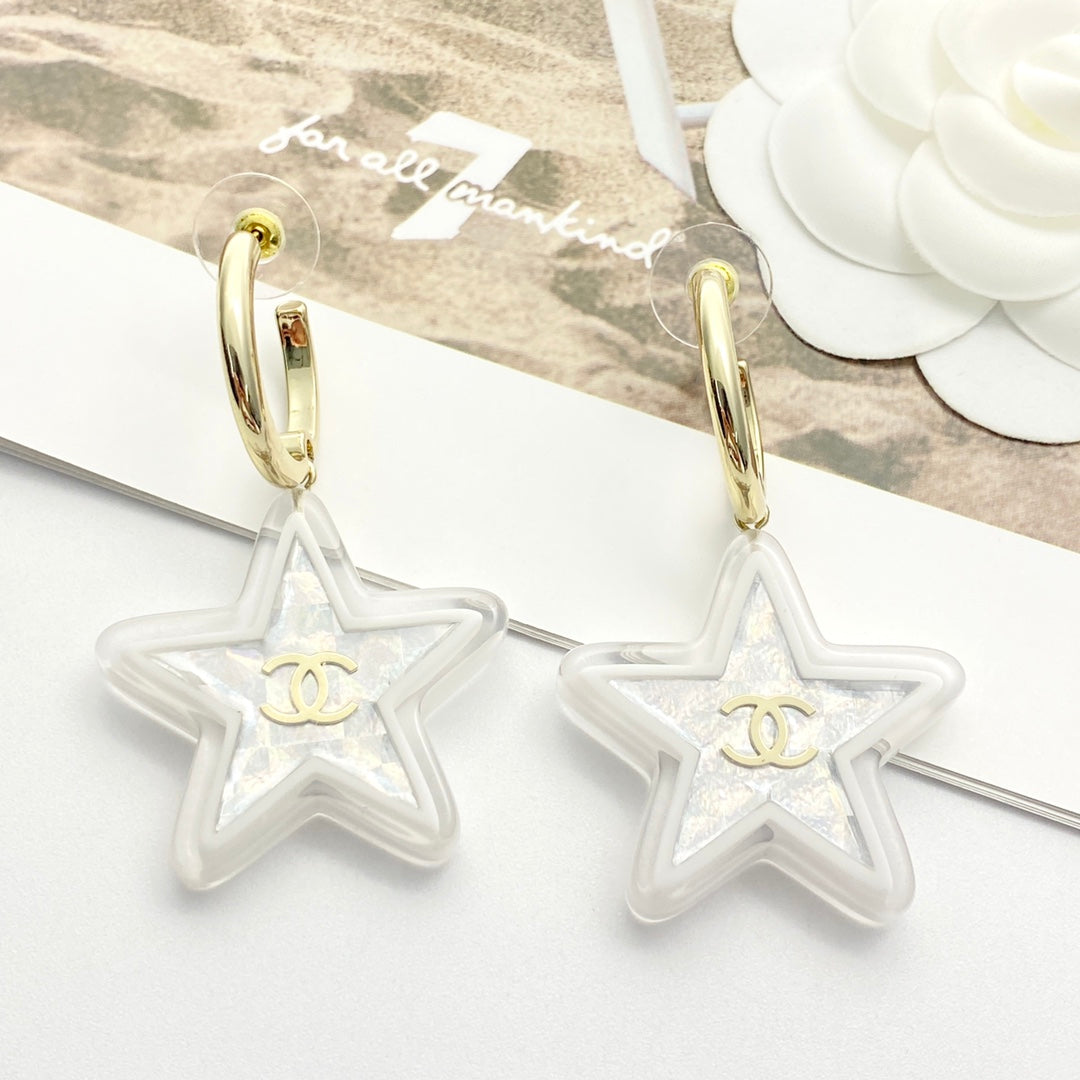silver acrylic floral Drop Earrings for women - alternate angle view 2