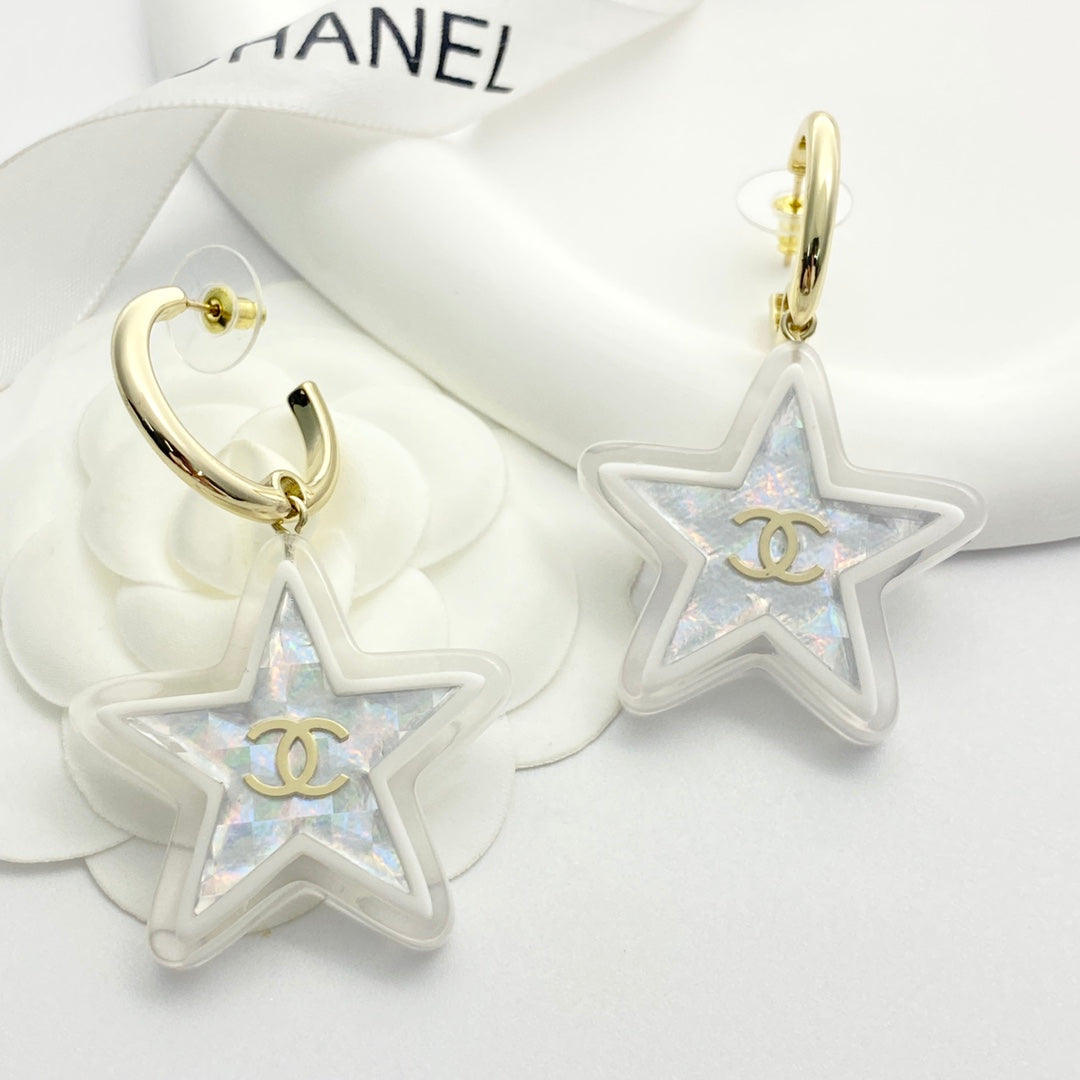silver acrylic floral Drop Earrings for women - alternate angle view 5