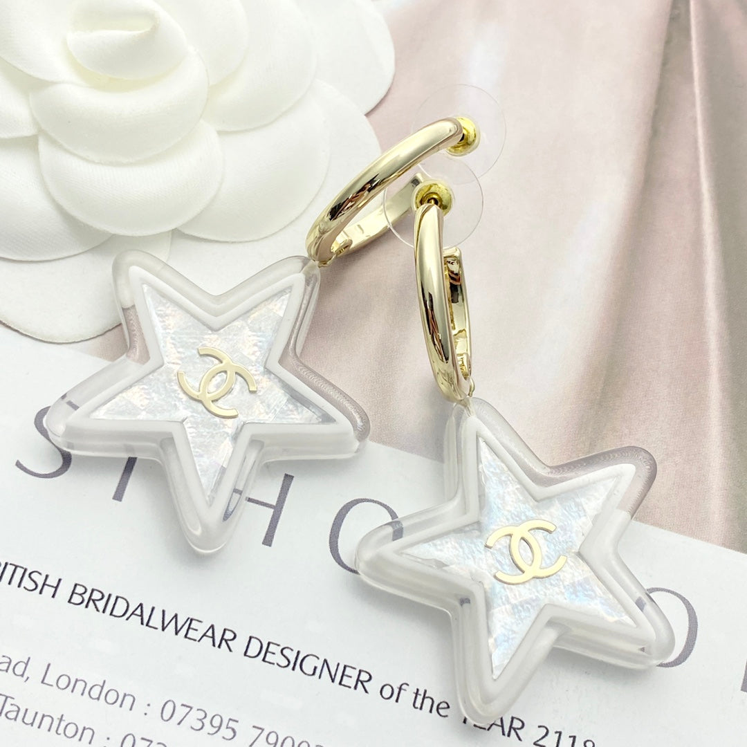 silver acrylic floral Drop Earrings for women - alternate angle view 4