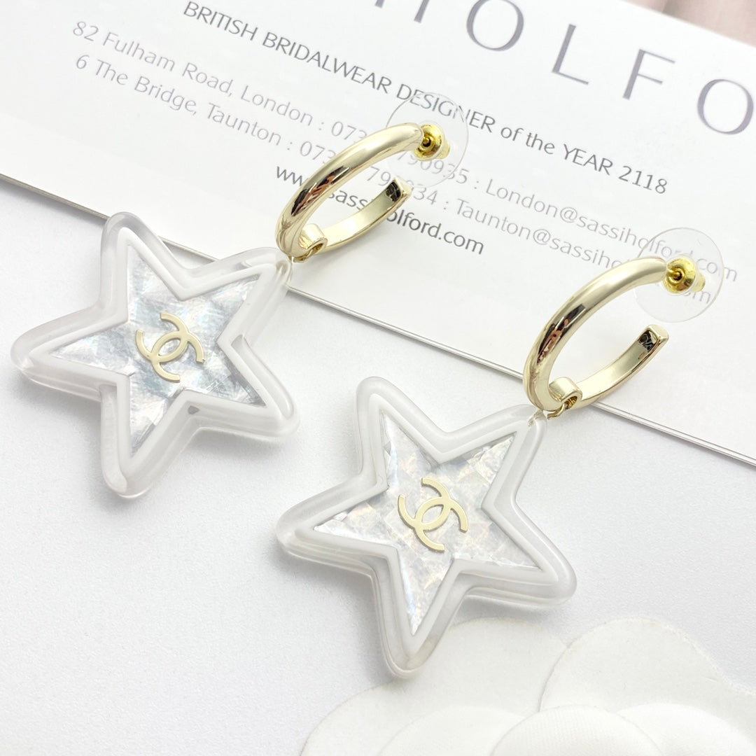 silver acrylic floral Drop Earrings for women - alternate angle view 6