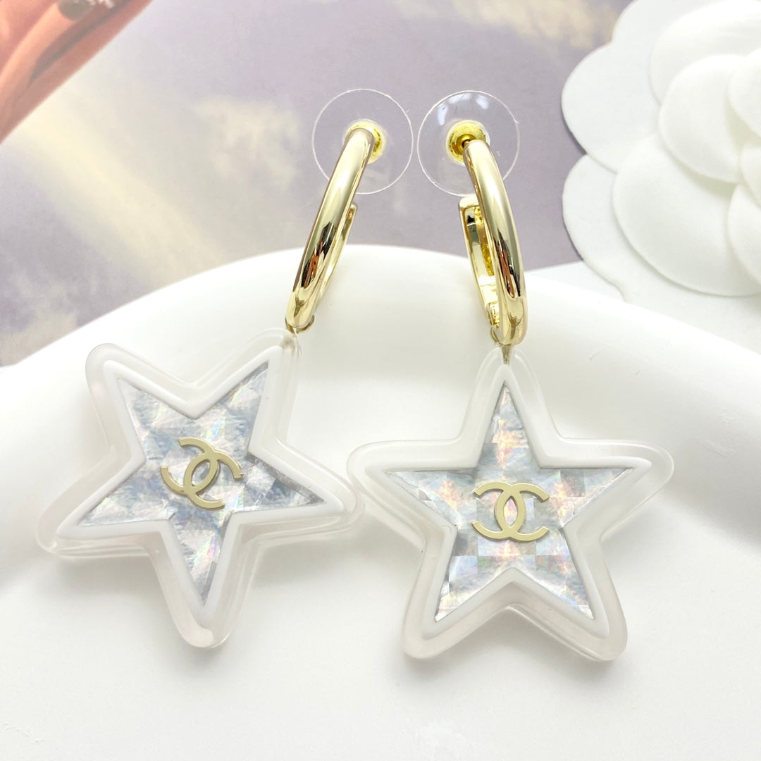 silver acrylic floral Drop Earrings for women - alternate angle view 8