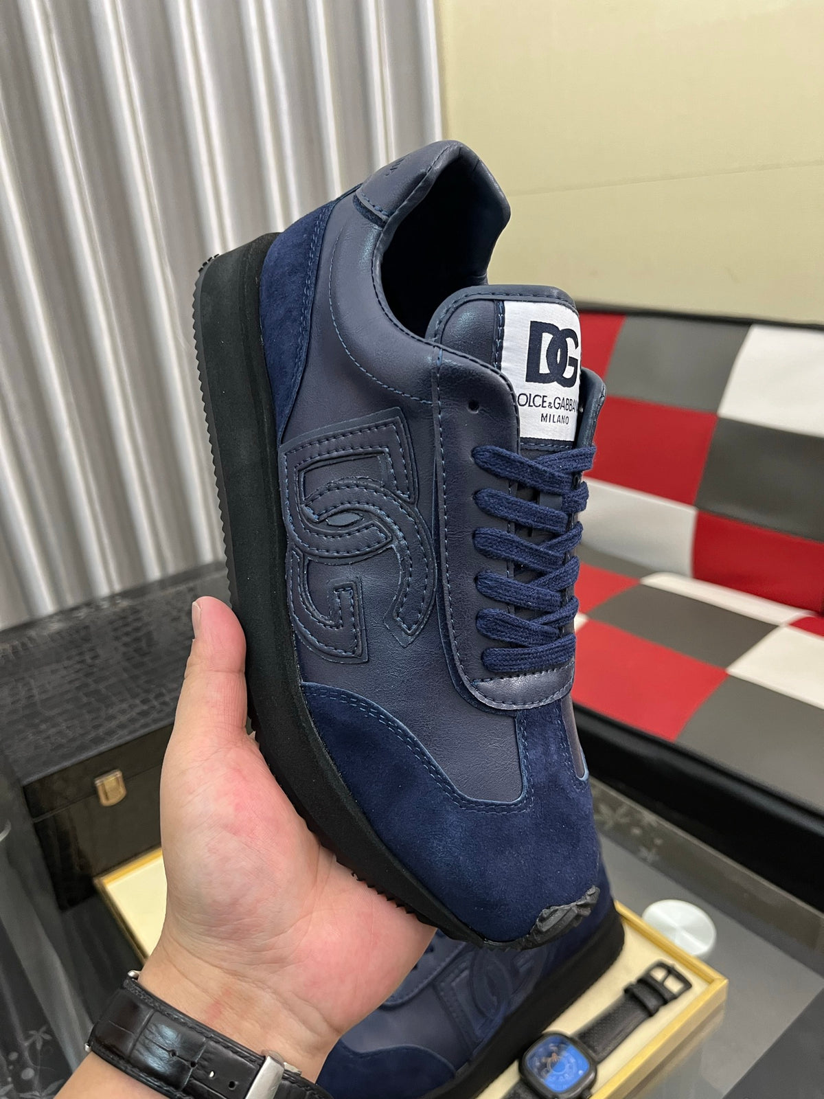 Dolce & Gabbana DG Silk Calfskin & Nubuck Casual Sneakers