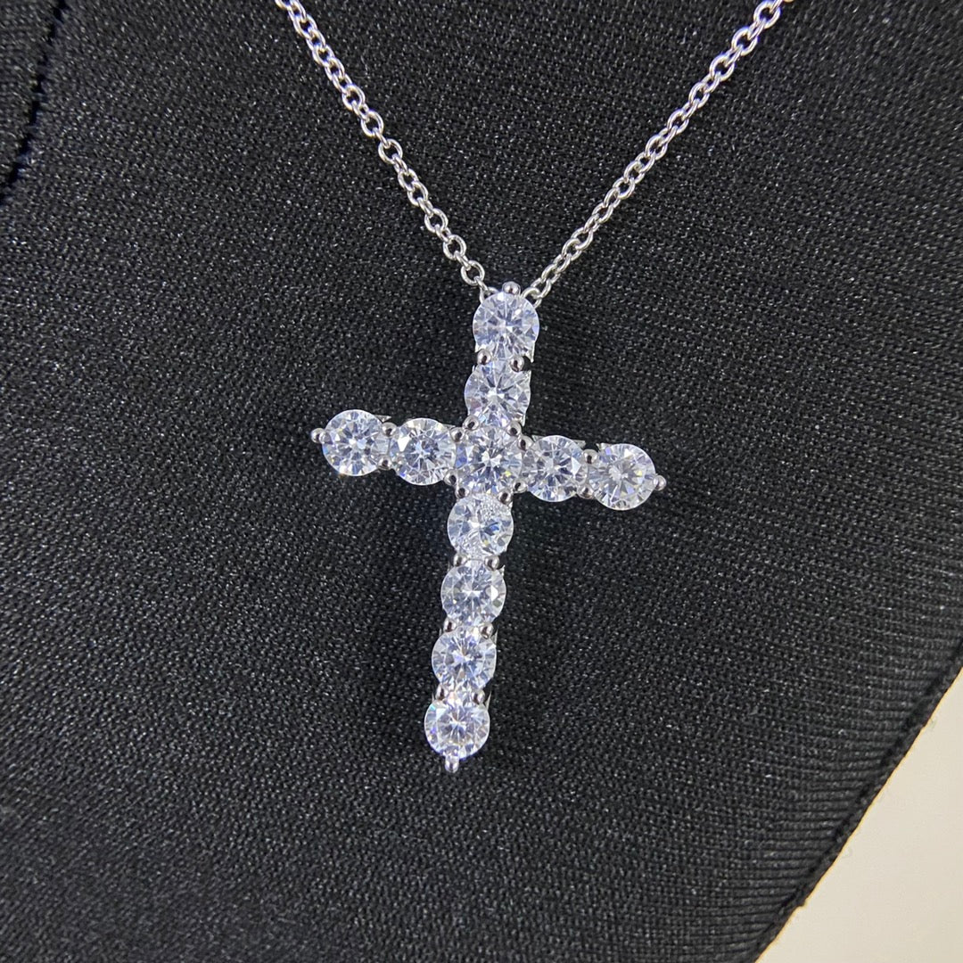 gold crystal cross Necklace for women - product detail view