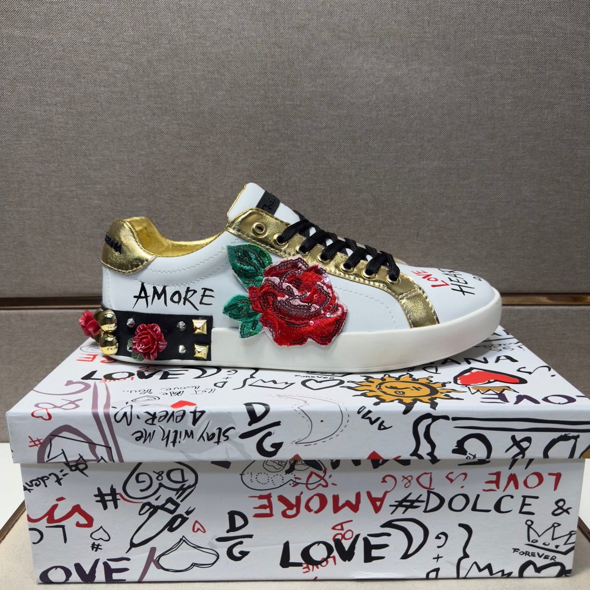 Dolce & Gabbana DG Couple's Multi-Material Casual Sneakers Multi-Color