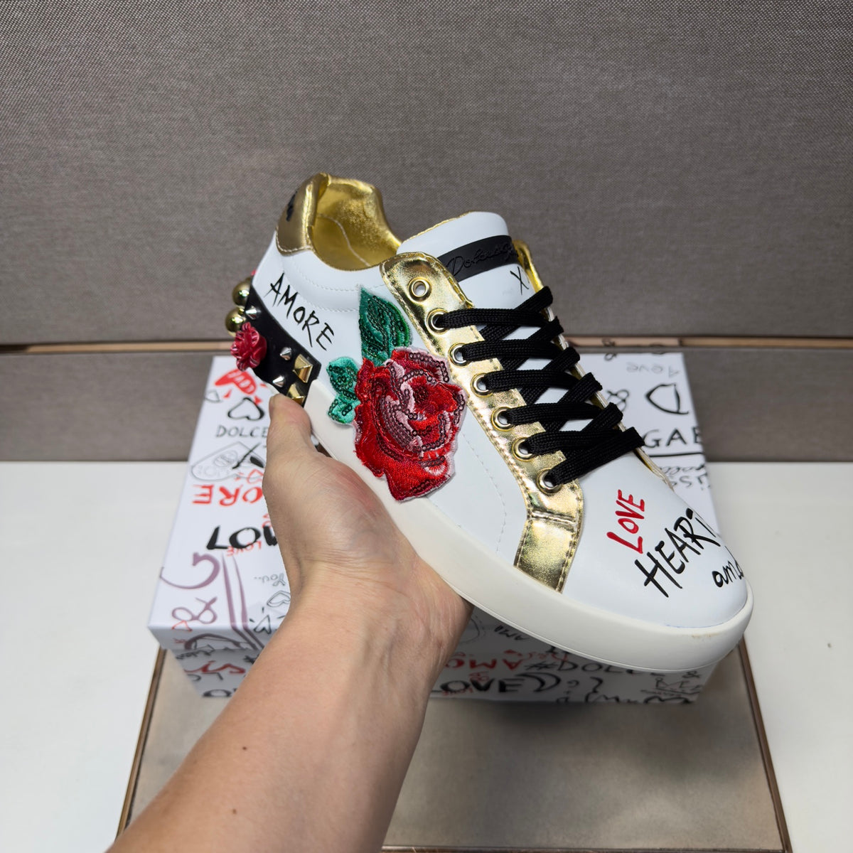 Dolce & Gabbana DG Couple's Multi-Material Casual Sneakers Multi-Color