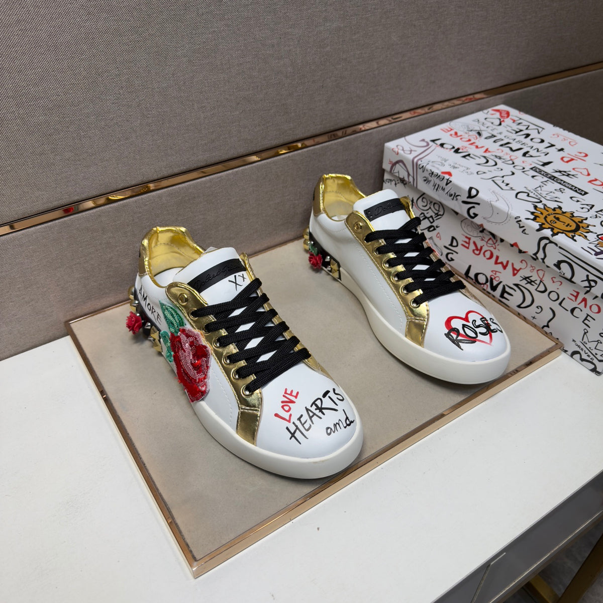Dolce & Gabbana DG Couple's Multi-Material Casual Sneakers Multi-Color