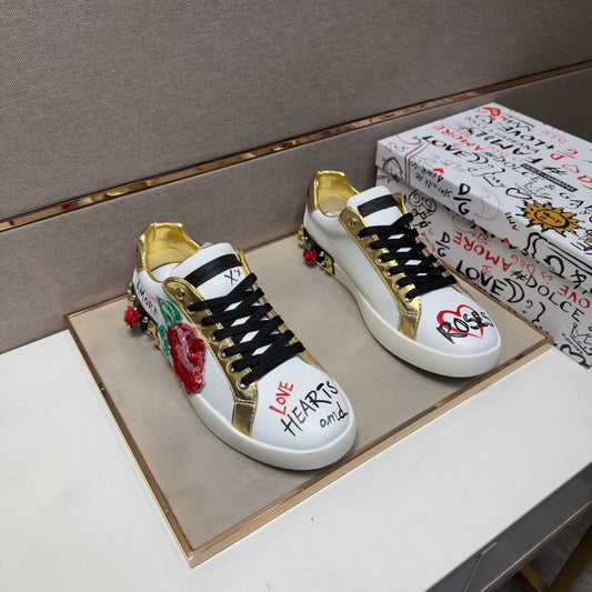 Dolce & Gabbana DG Couple's Multi-Material Casual Sneakers Multi-Color