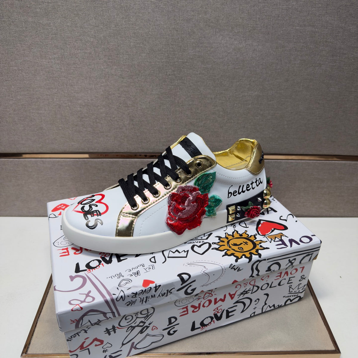 Dolce & Gabbana DG Couple's Multi-Material Casual Sneakers Multi-Color