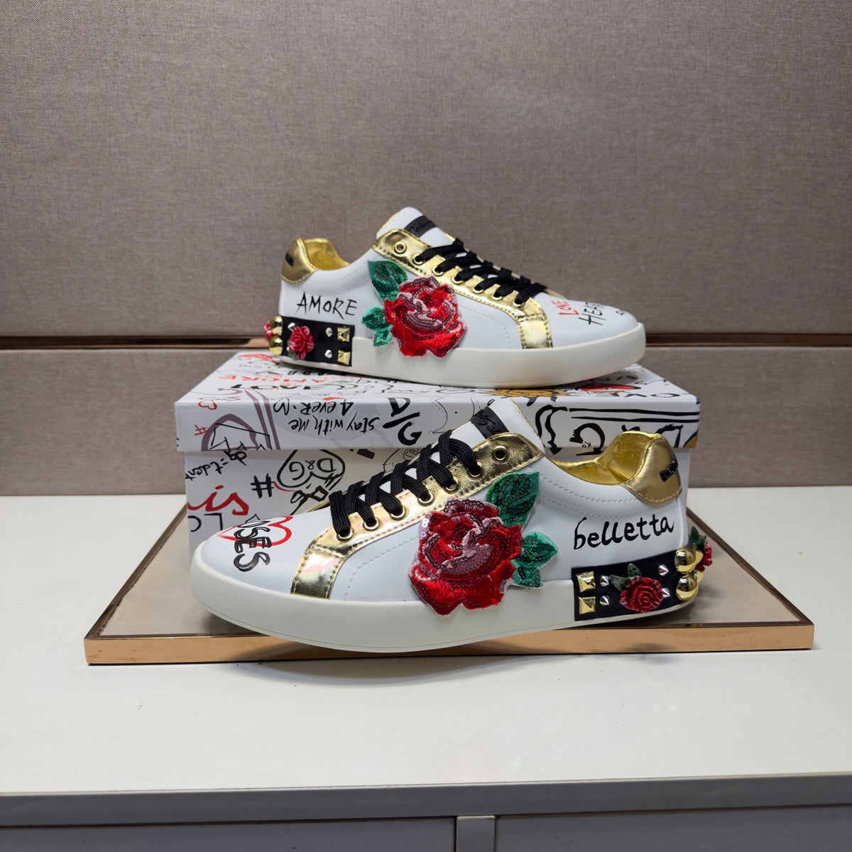 Dolce & Gabbana DG Couple's Multi-Material Casual Sneakers Multi-Color