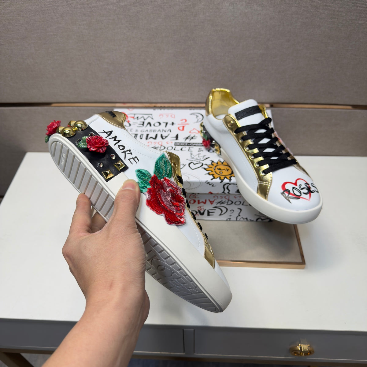Dolce & Gabbana DG Couple's Multi-Material Casual Sneakers Multi-Color