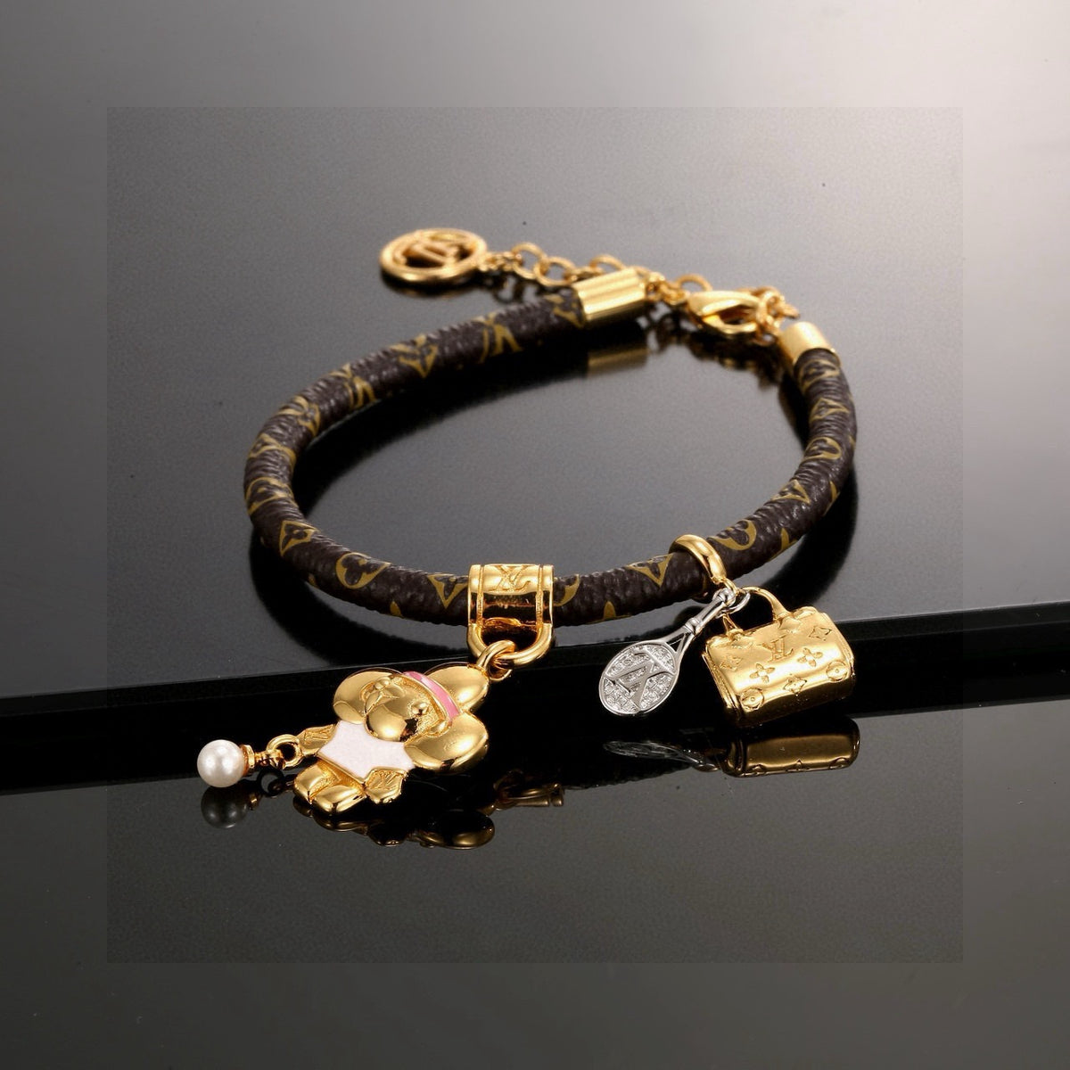 gold crystal floral Bangle for women - alternate angle view 5