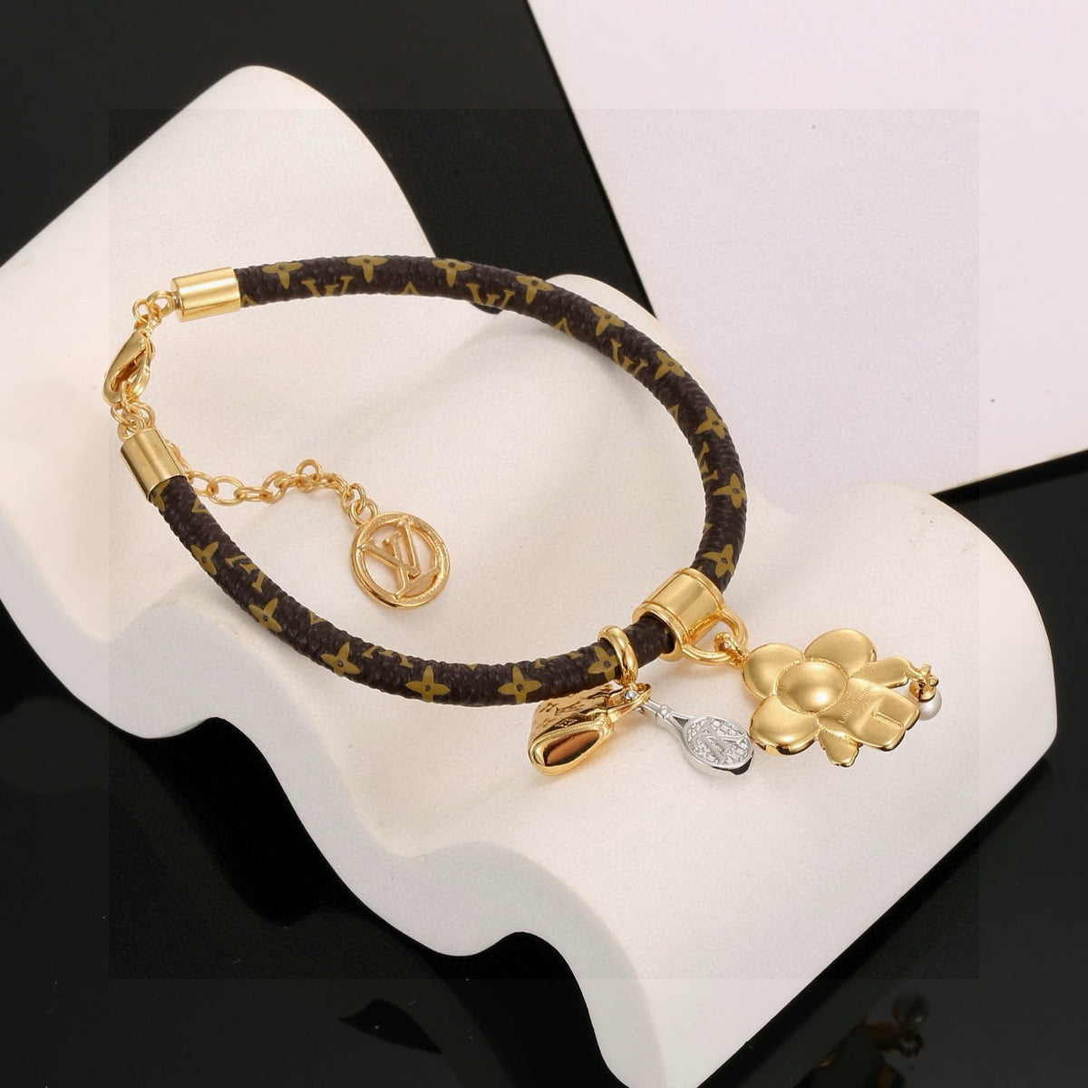 gold crystal floral Bangle for women - alternate angle view 4