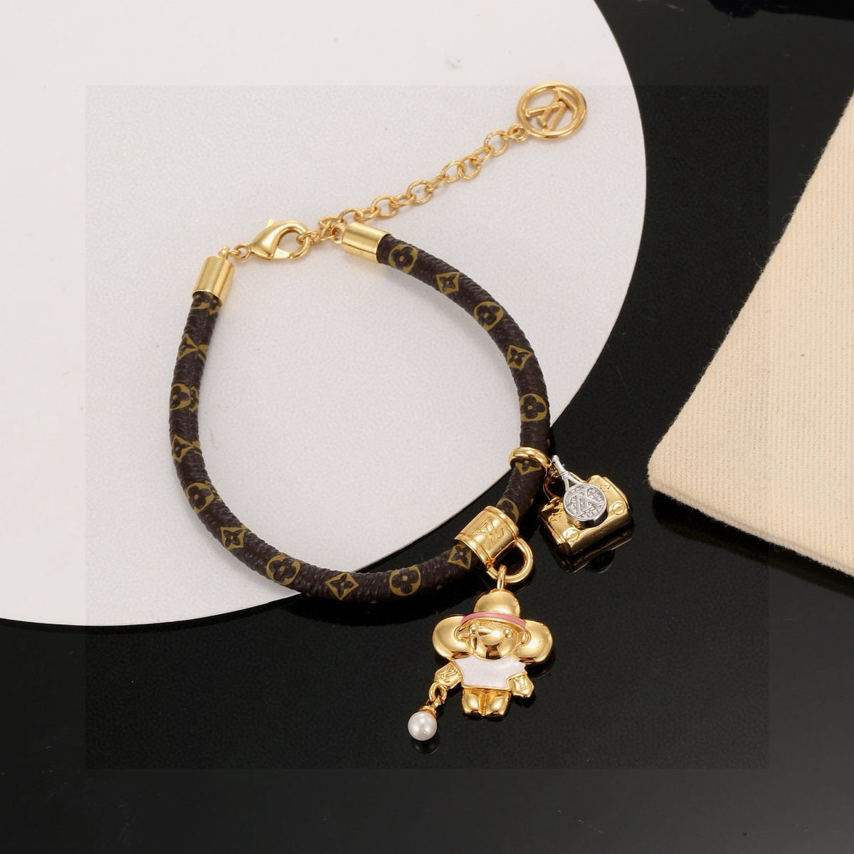 gold crystal floral Bangle for women - product detail view