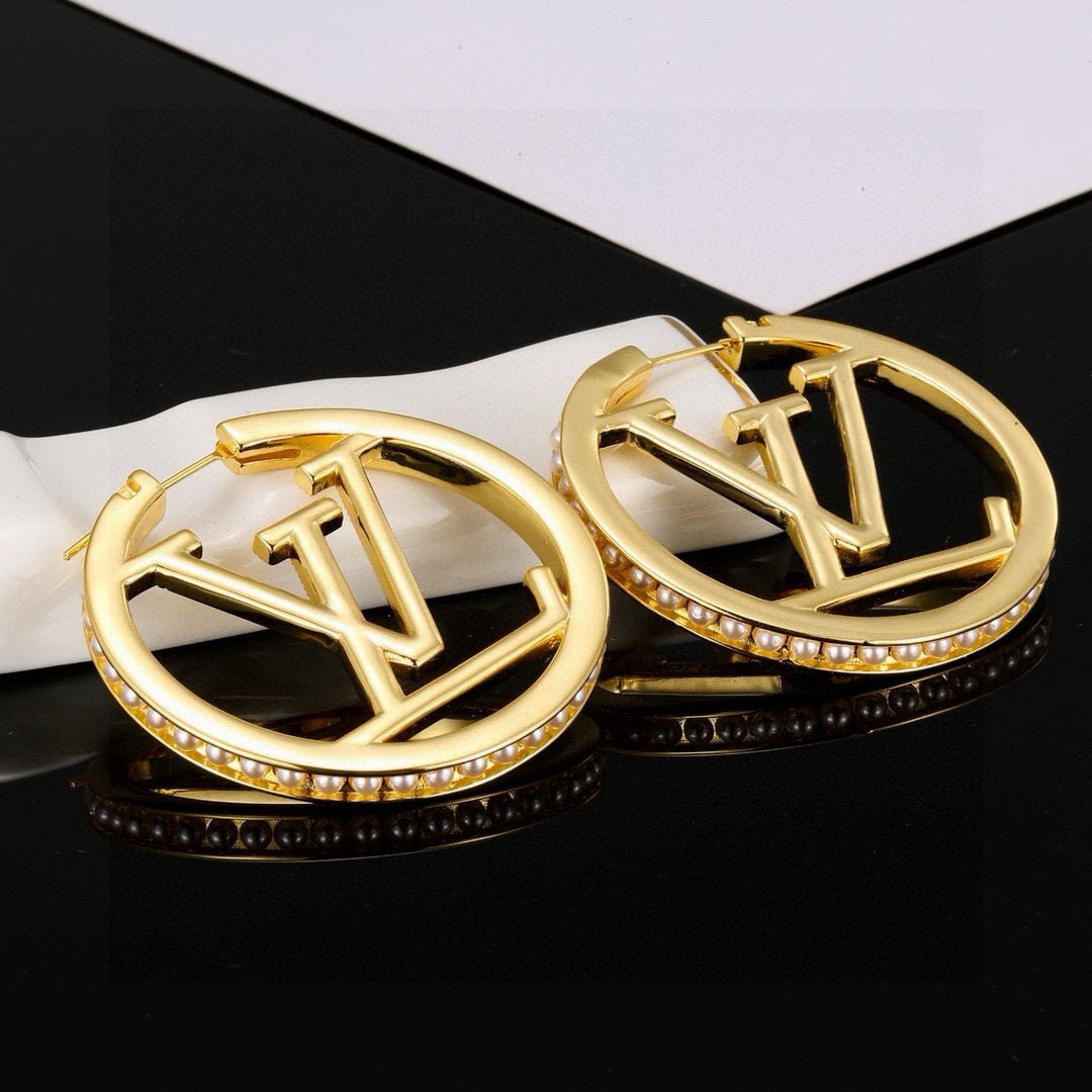 letter Stud Earrings for women - alternate angle view 2