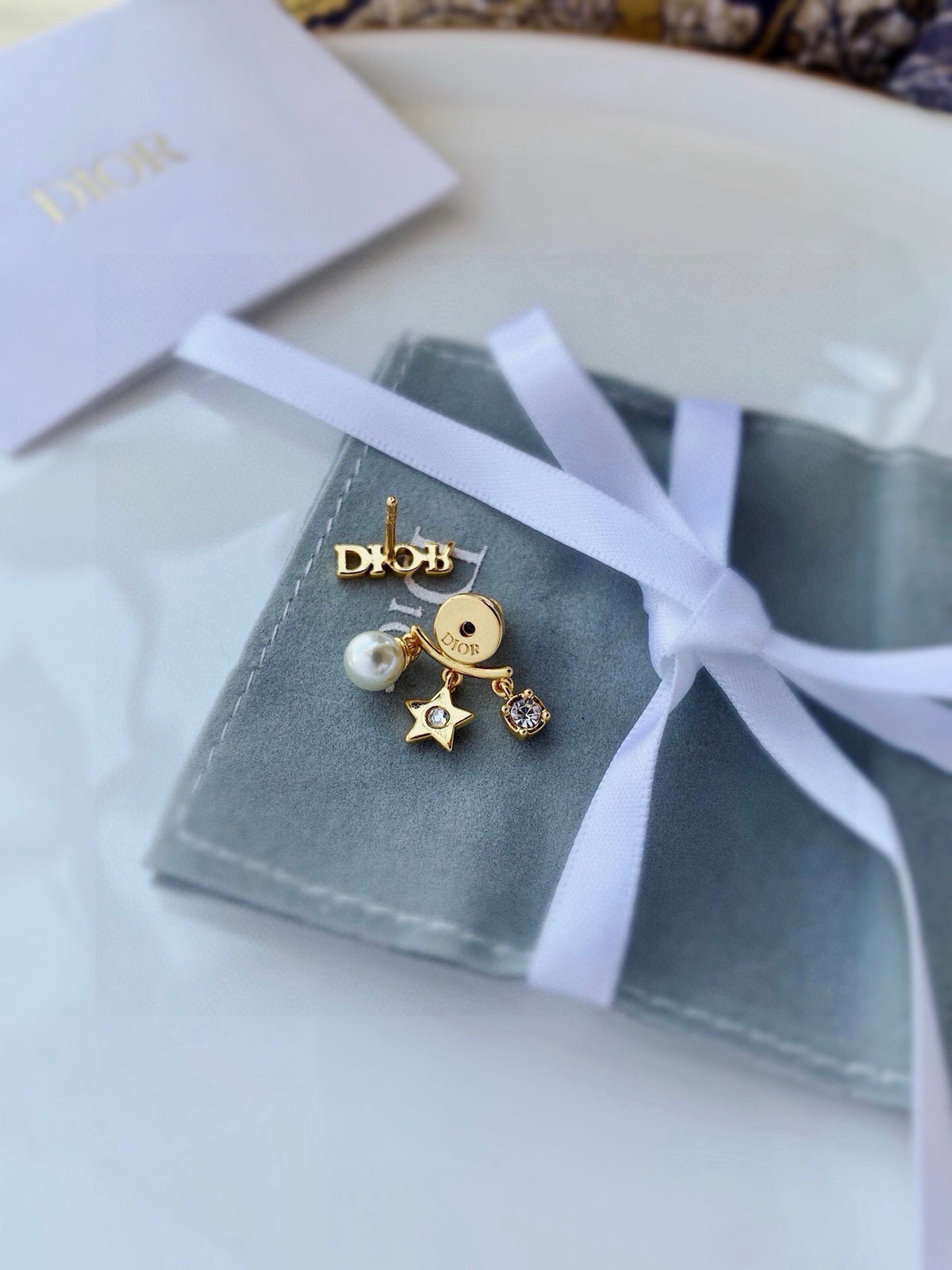 pearl letter Earrings for women - alternate angle view 2