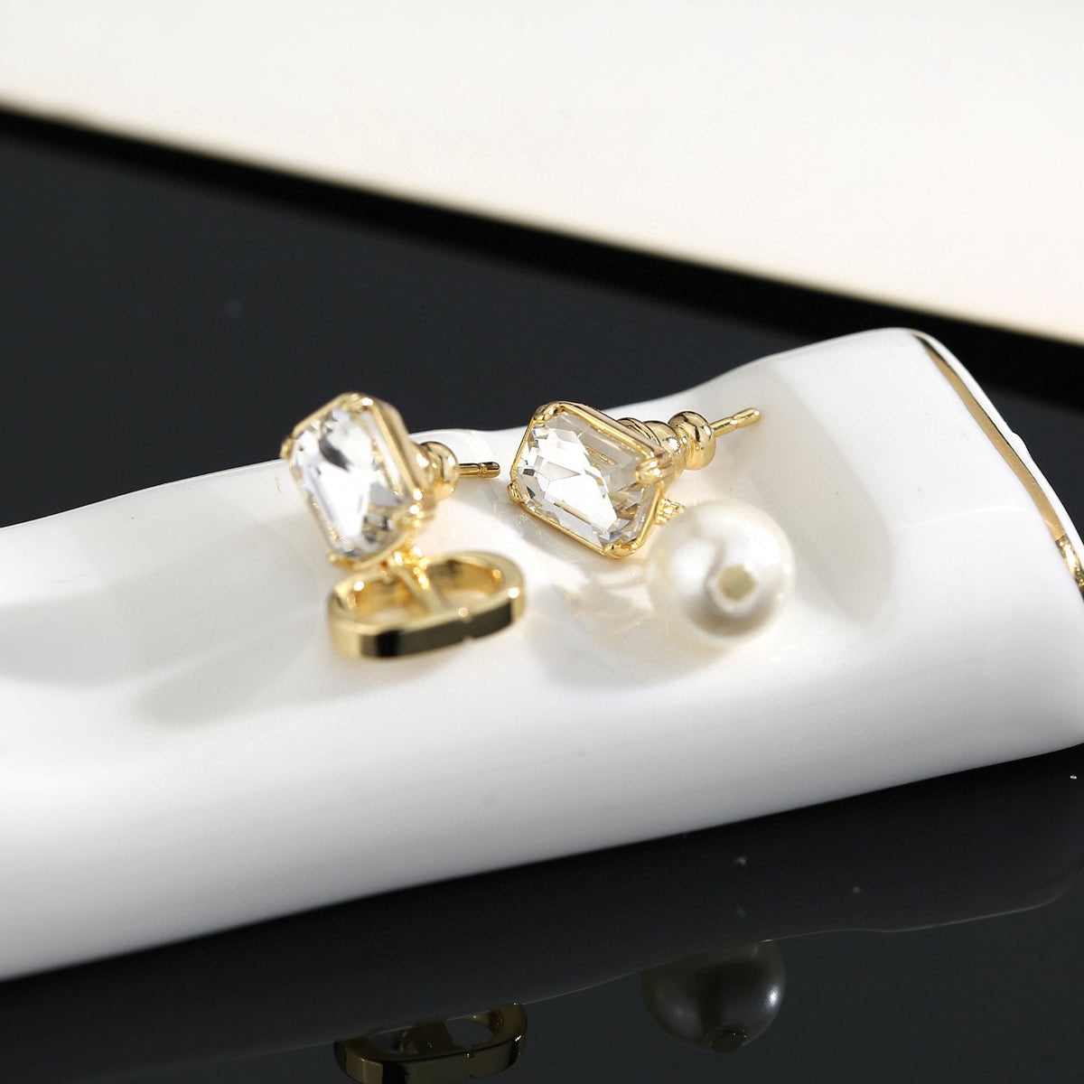 red 925 sterling silver pearl Drop Earrings for women - alternate angle view 8