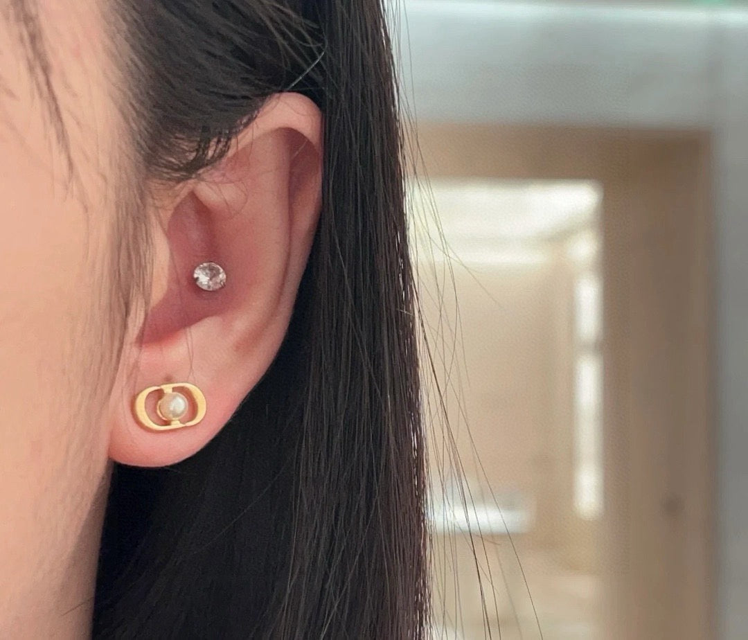 gold luxury Stud Earrings for women - alternate angle view 3