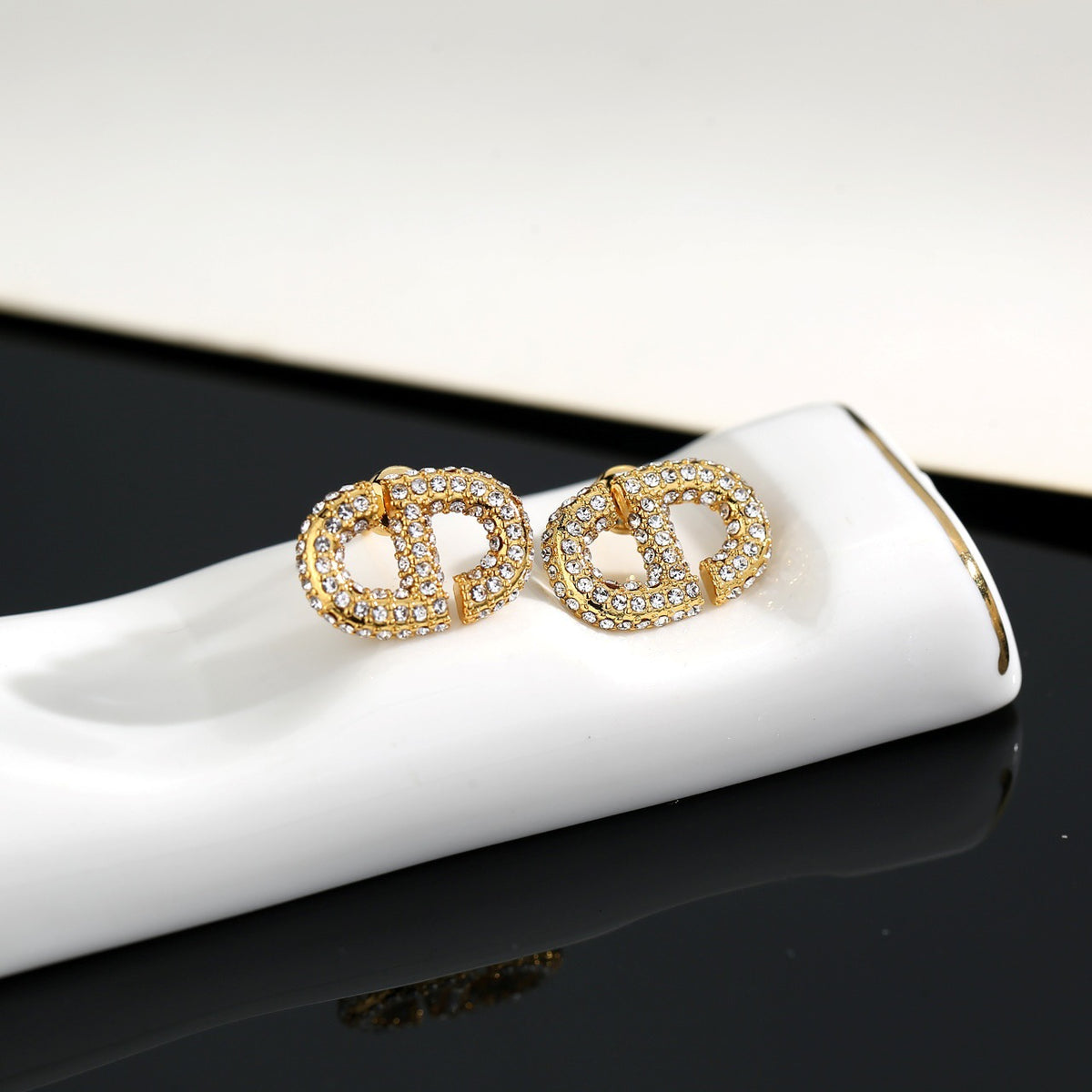 letter Stud Earrings for women - alternate angle view 4