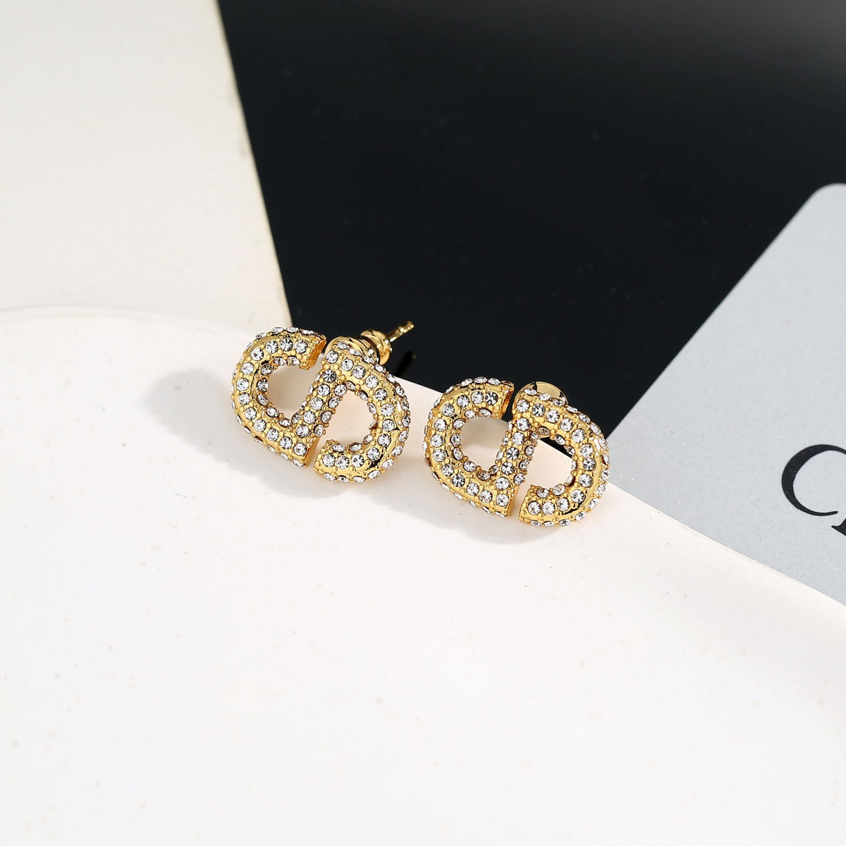 letter Stud Earrings for women - alternate angle view 2