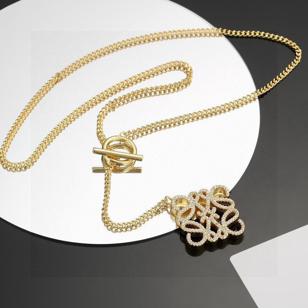 gold crystal floral Necklace for women - product detail view