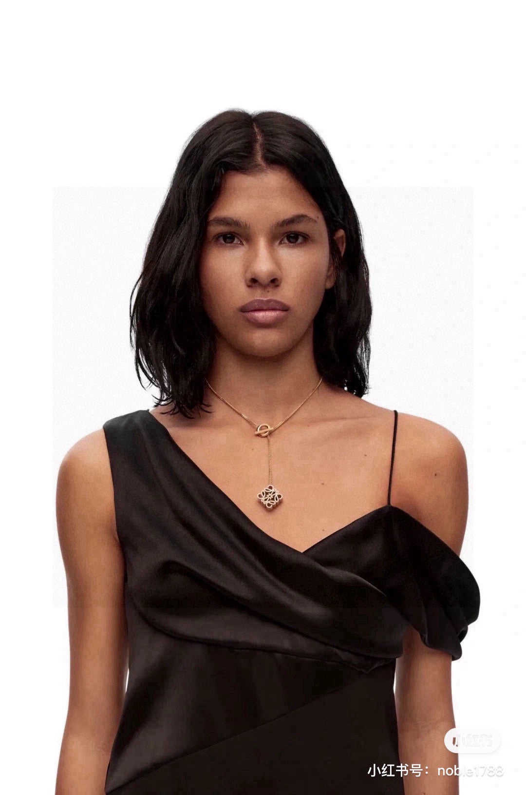 gold crystal floral Necklace for women - alternate angle view 4