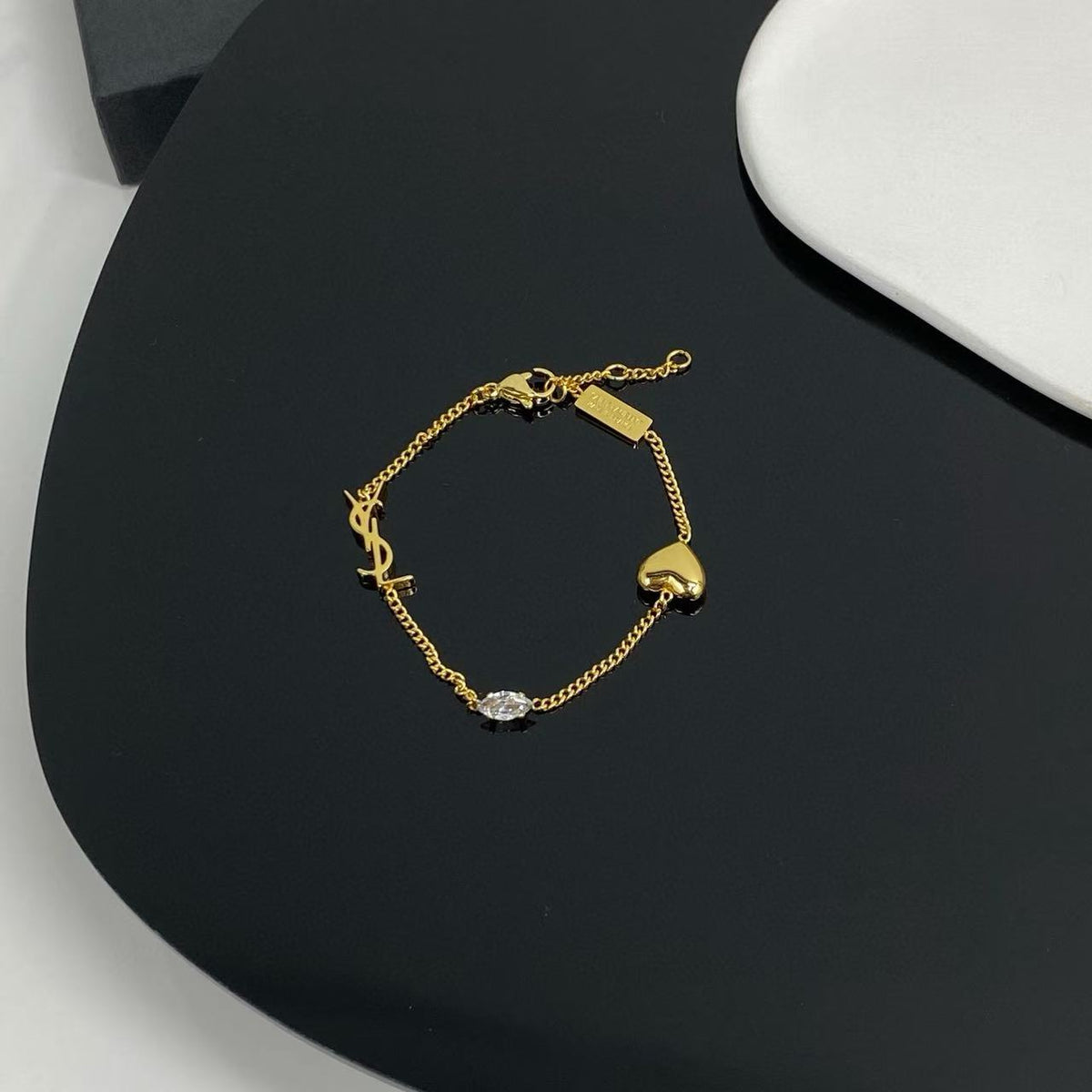 yellow brass elegant Bracelet for women - product detail view