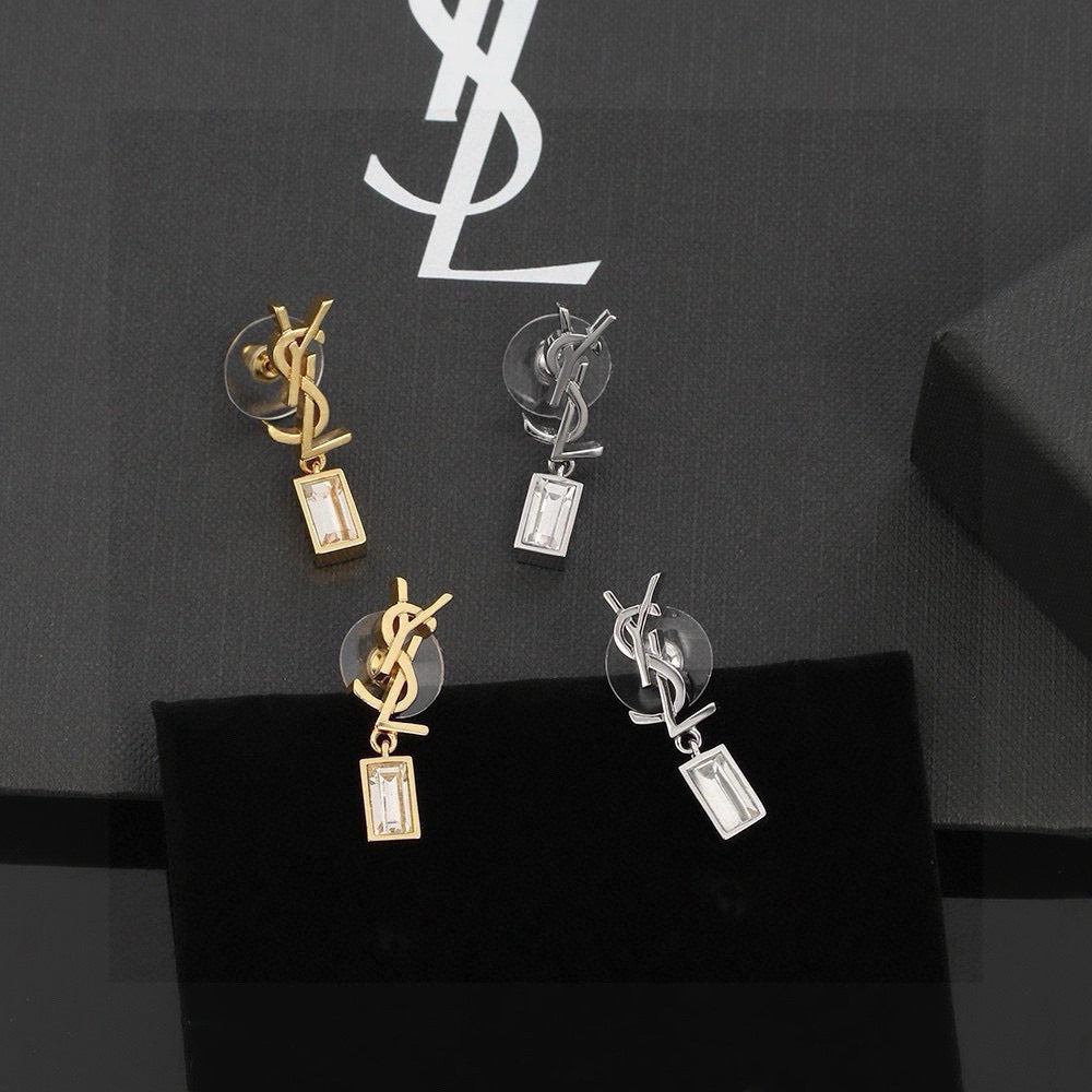 yellow brass elegant Stud Earrings for women - product detail view