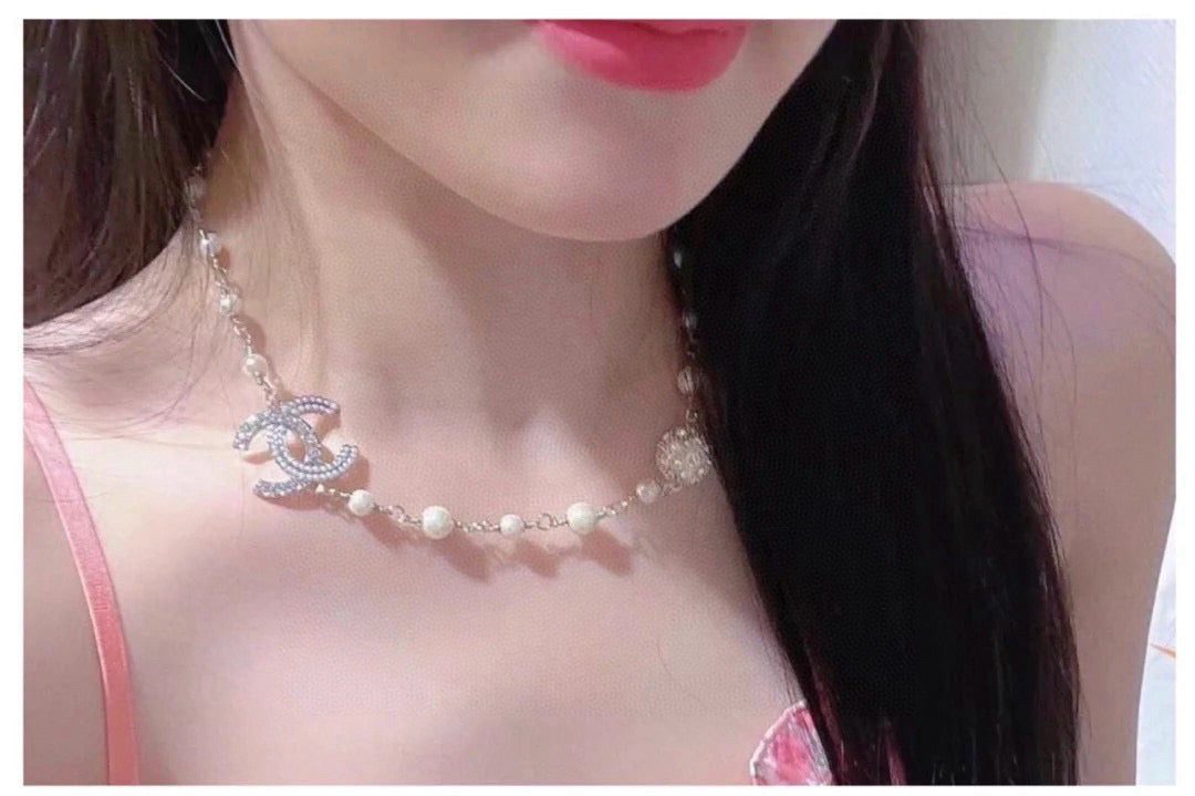 gold brass double c Necklace for women - alternate angle view 5