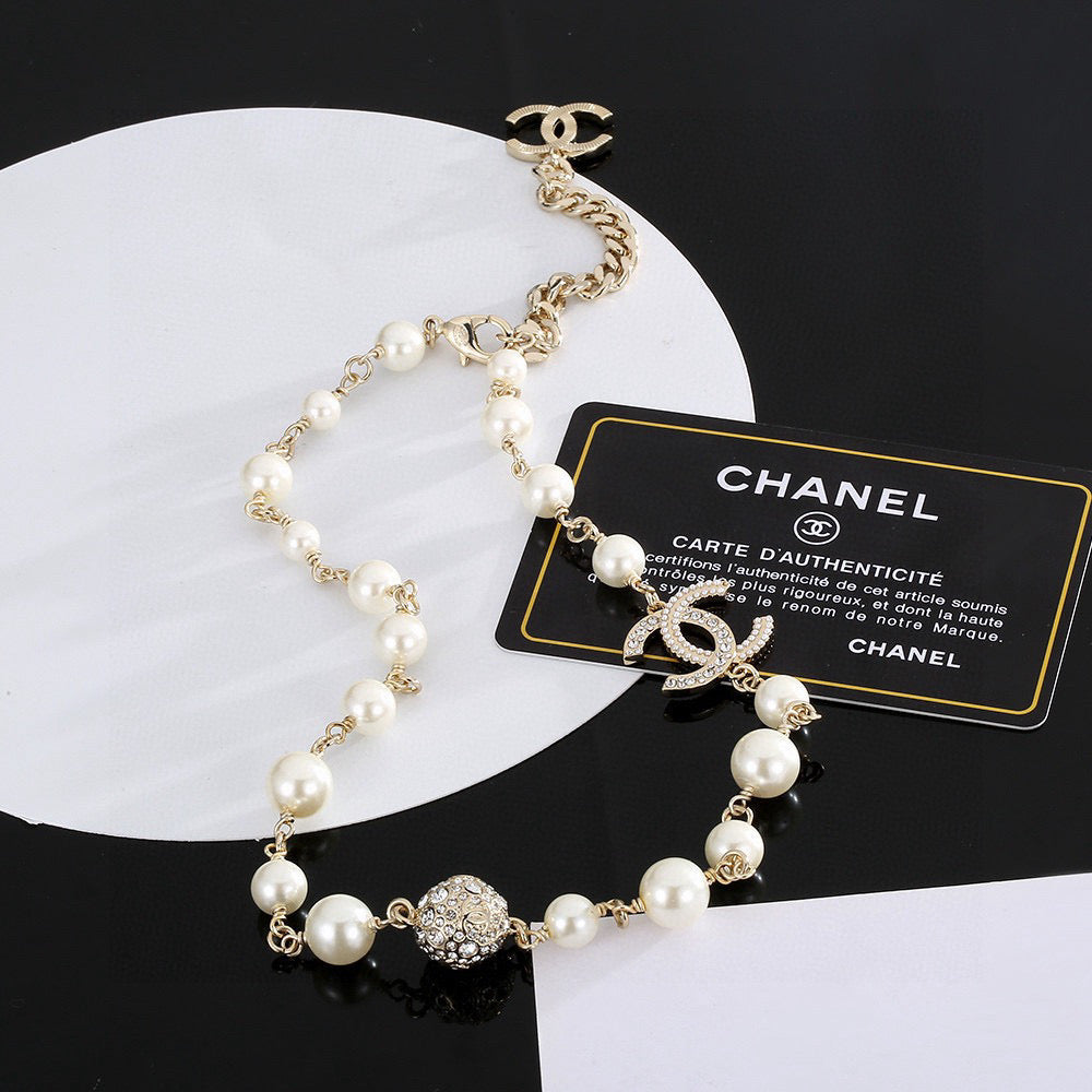 gold brass double c Necklace for women - alternate angle view 3