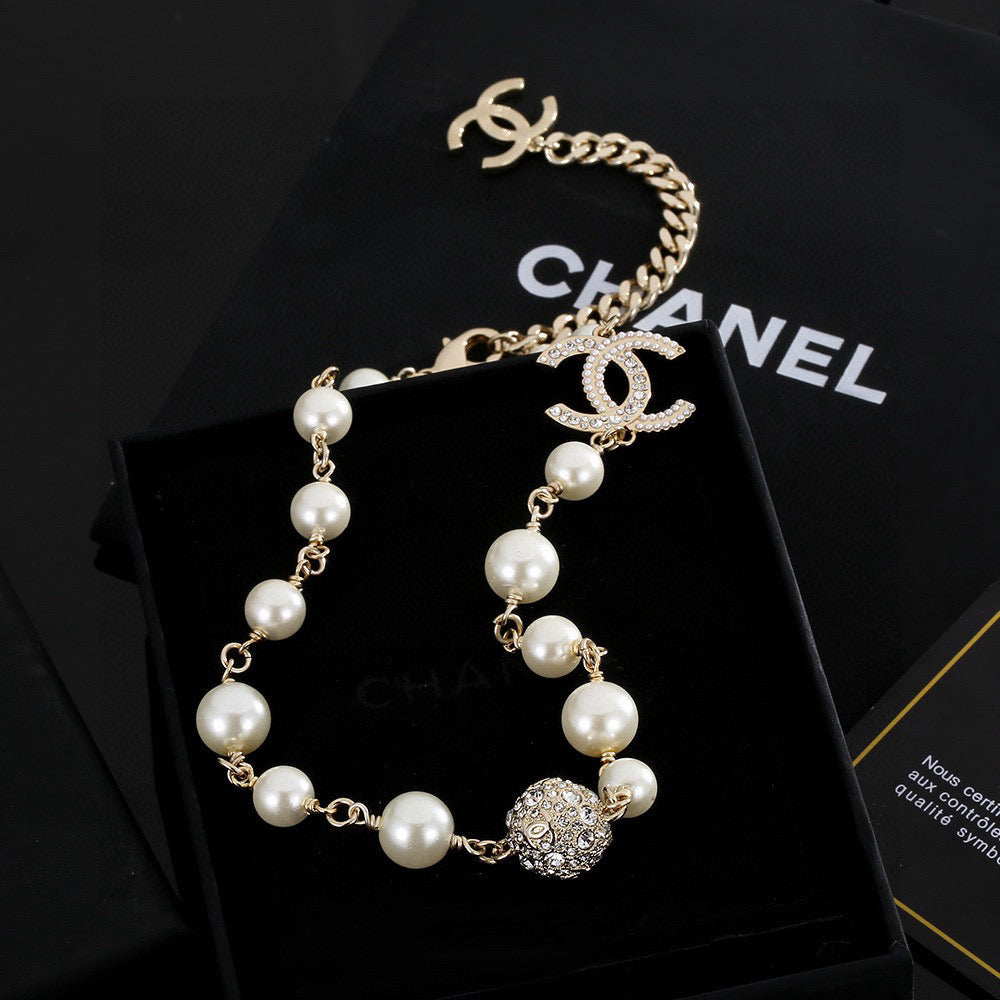 gold brass double c Necklace for women - product detail view
