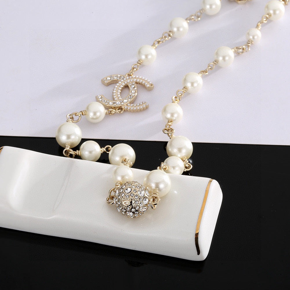 gold brass double c Necklace for women - alternate angle view 2