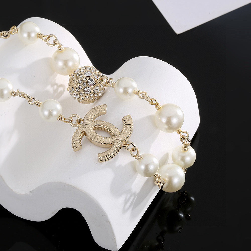 gold brass double c Necklace for women - alternate angle view 4