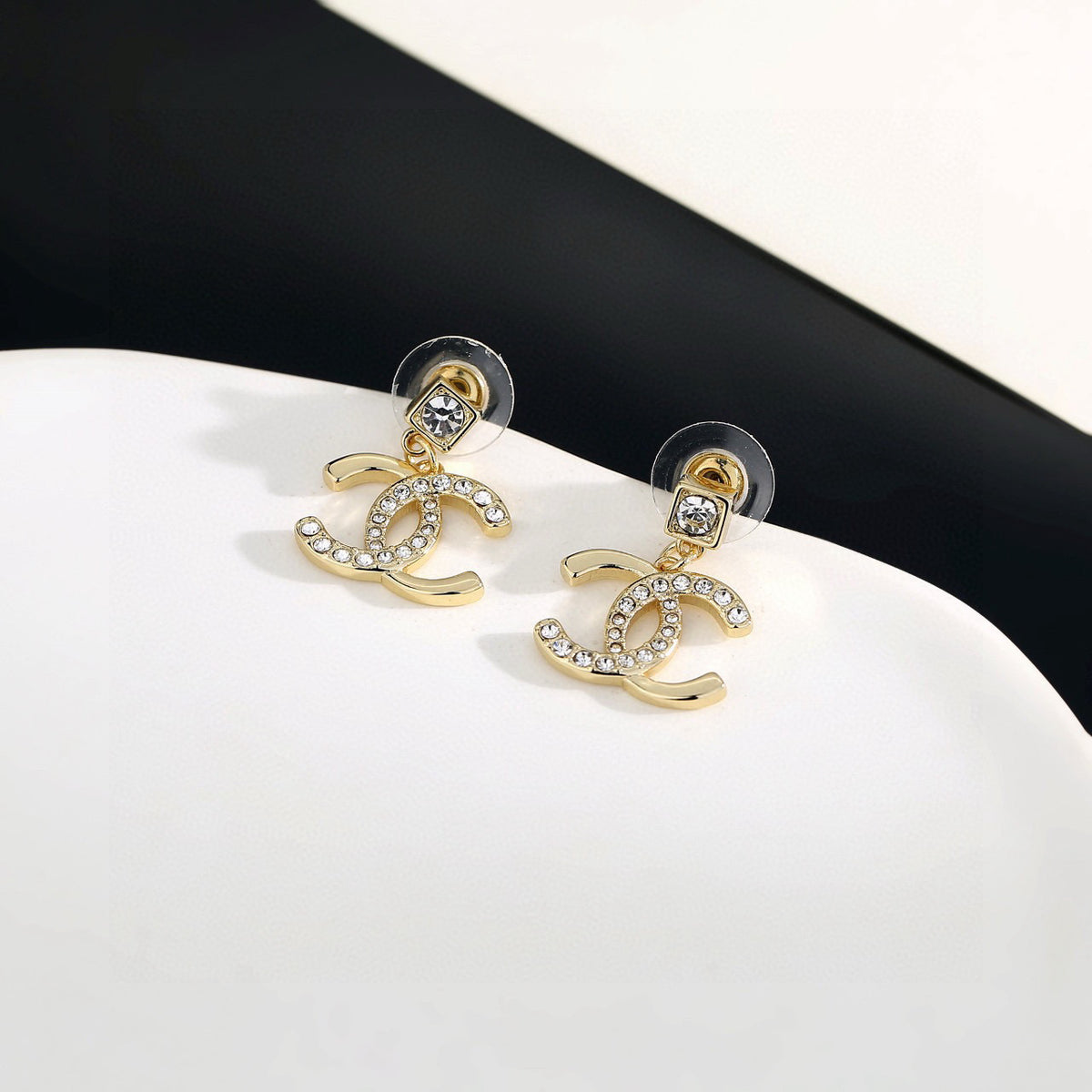 yellow brass Stud Earrings for women - product detail view