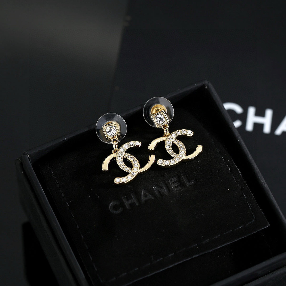 yellow brass Stud Earrings for women - alternate angle view 6